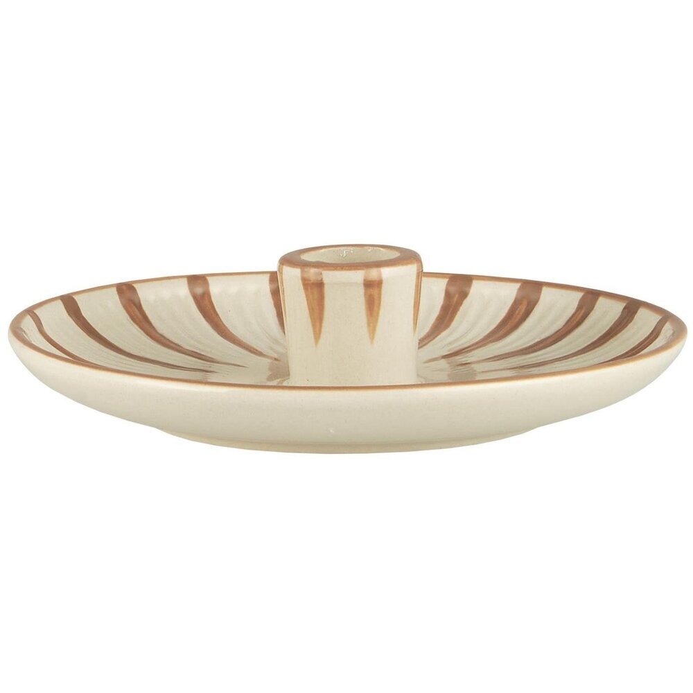 Kerzenhalter für Stabkerze handgemalt, braun 