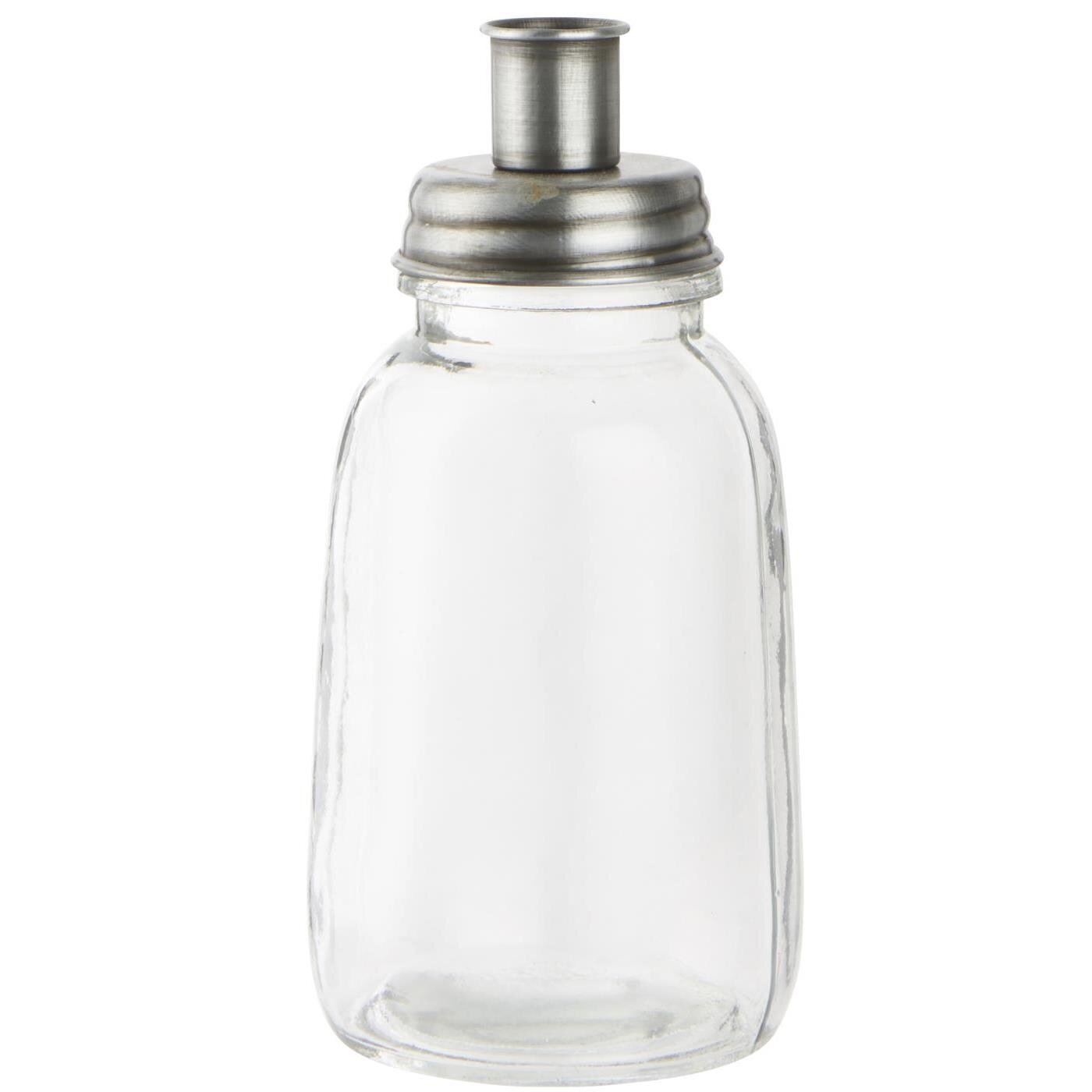 Kerzenhalter für Stabkerze Metalldeckel, silber 