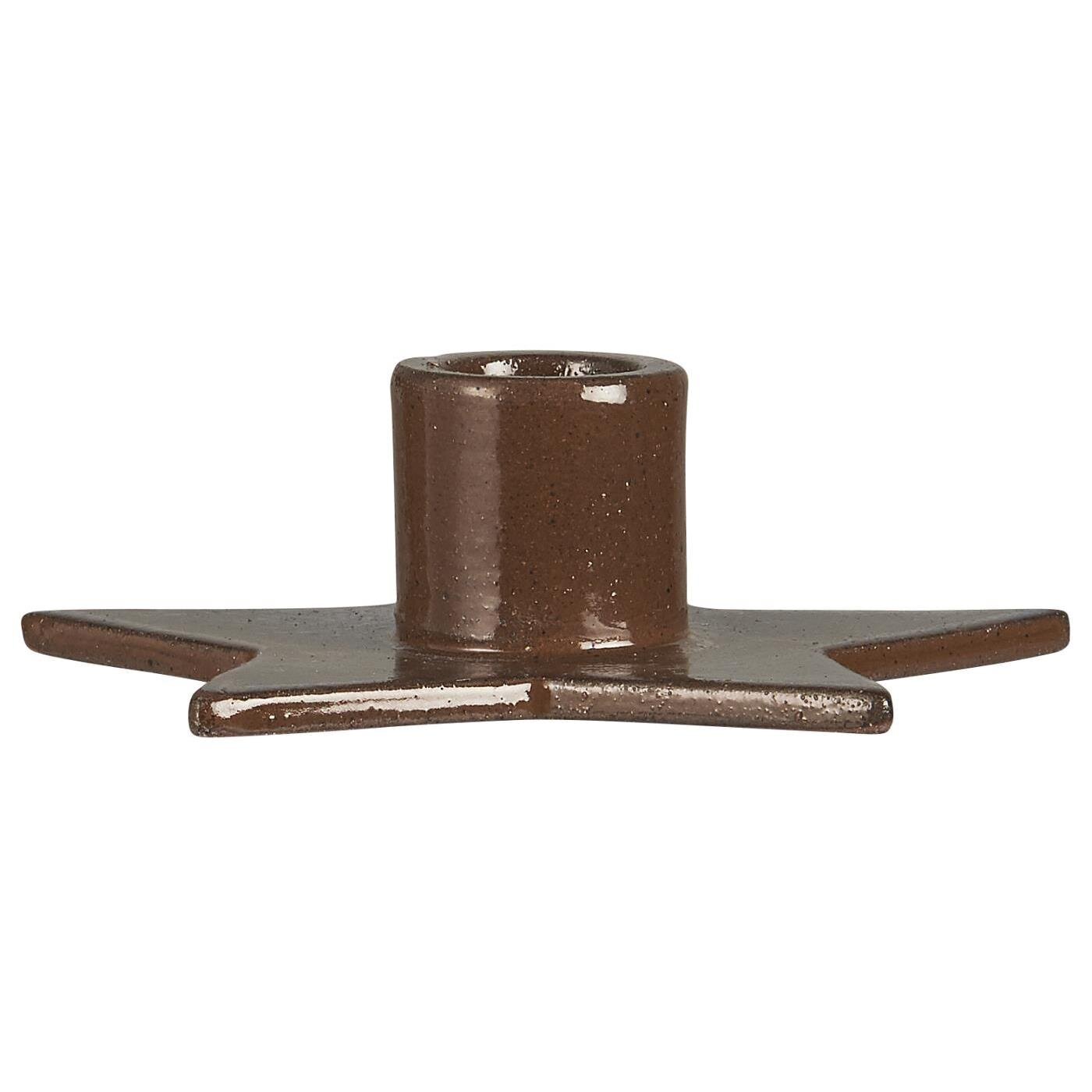 Kerzenhalter für Stabkerzen Stern, braun 