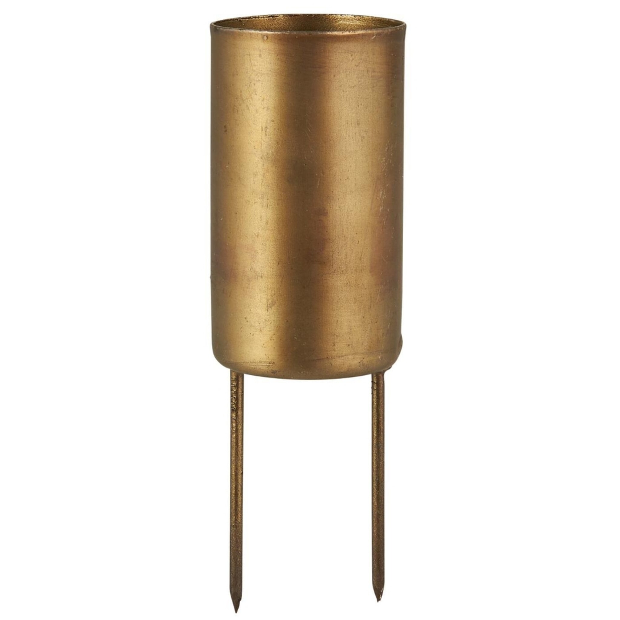 Kerzenhalter hoch mit Spieß für dickere Stabkerze 3,8 cm, messing 