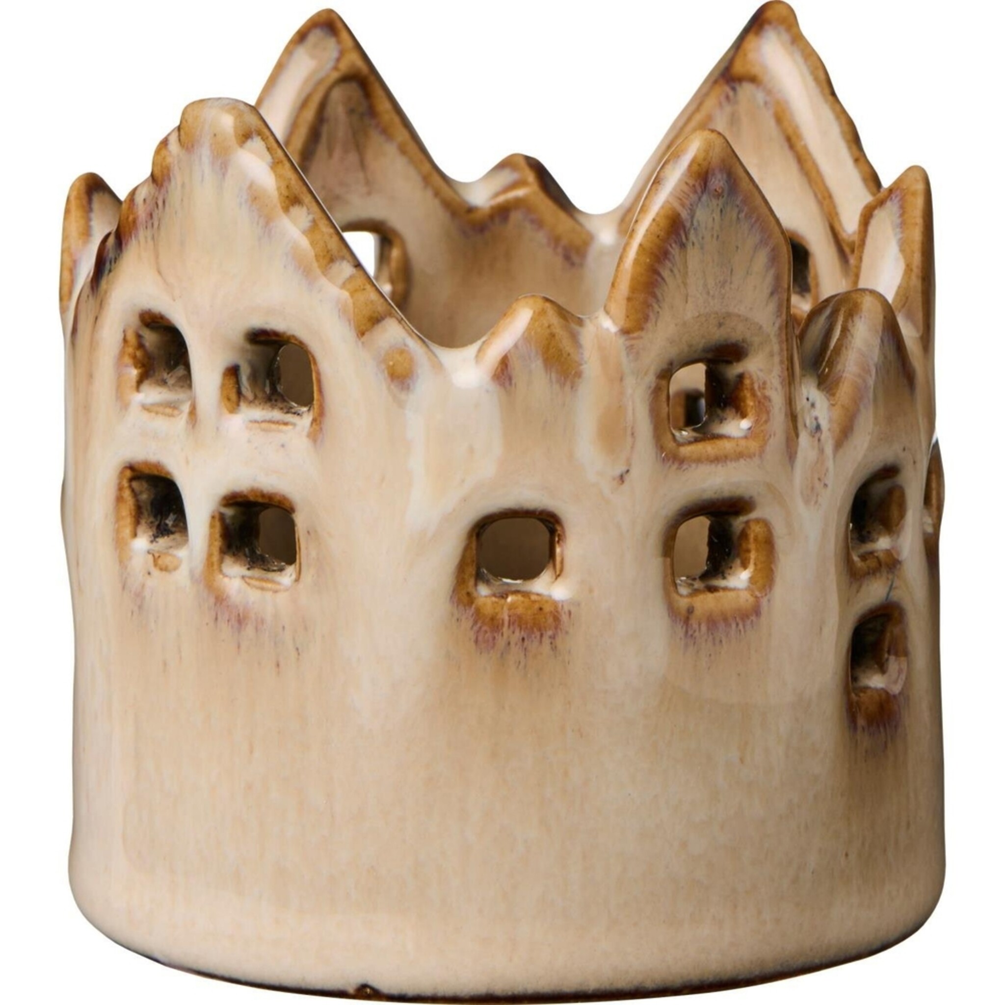 Kerzenhalter Teelicht Haus Stadt, beige 