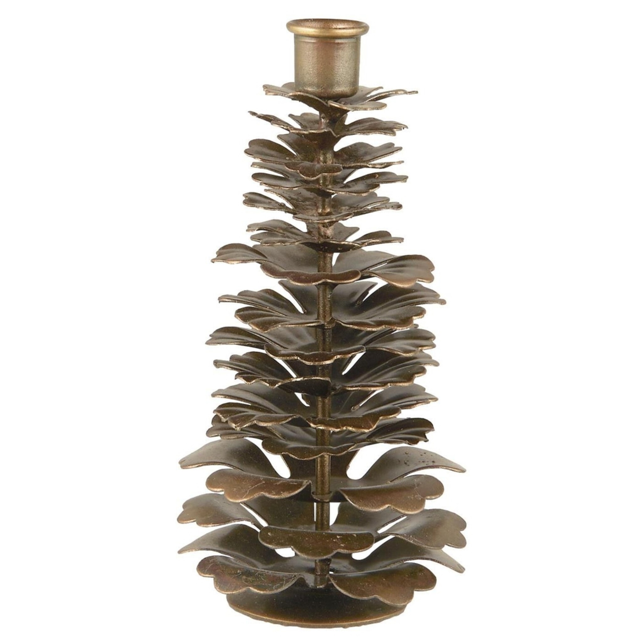 Kerzenhalter Zapfen für dünne Kerzen, gold Höhe 12, Ø 6 cm