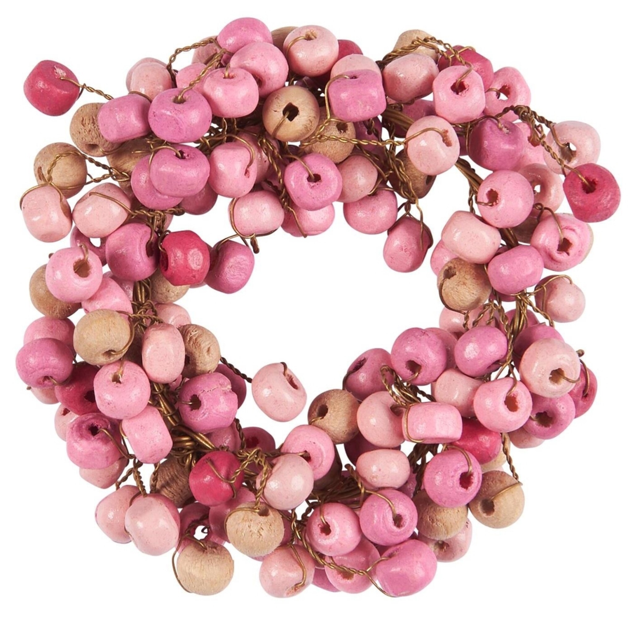 Kerzenkranz rosa Holzperlen handgefertigt, rosa