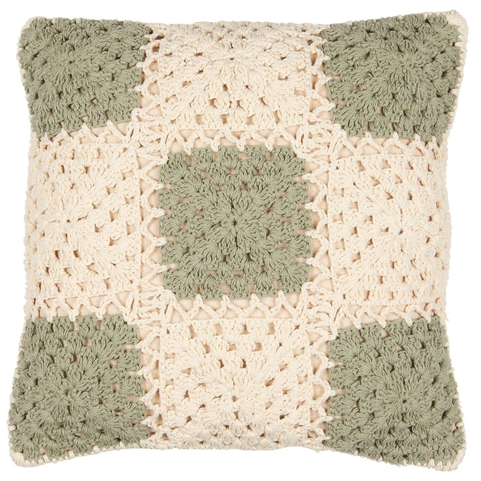 Kissenbezug gehäkelt mit Karomuster, creme