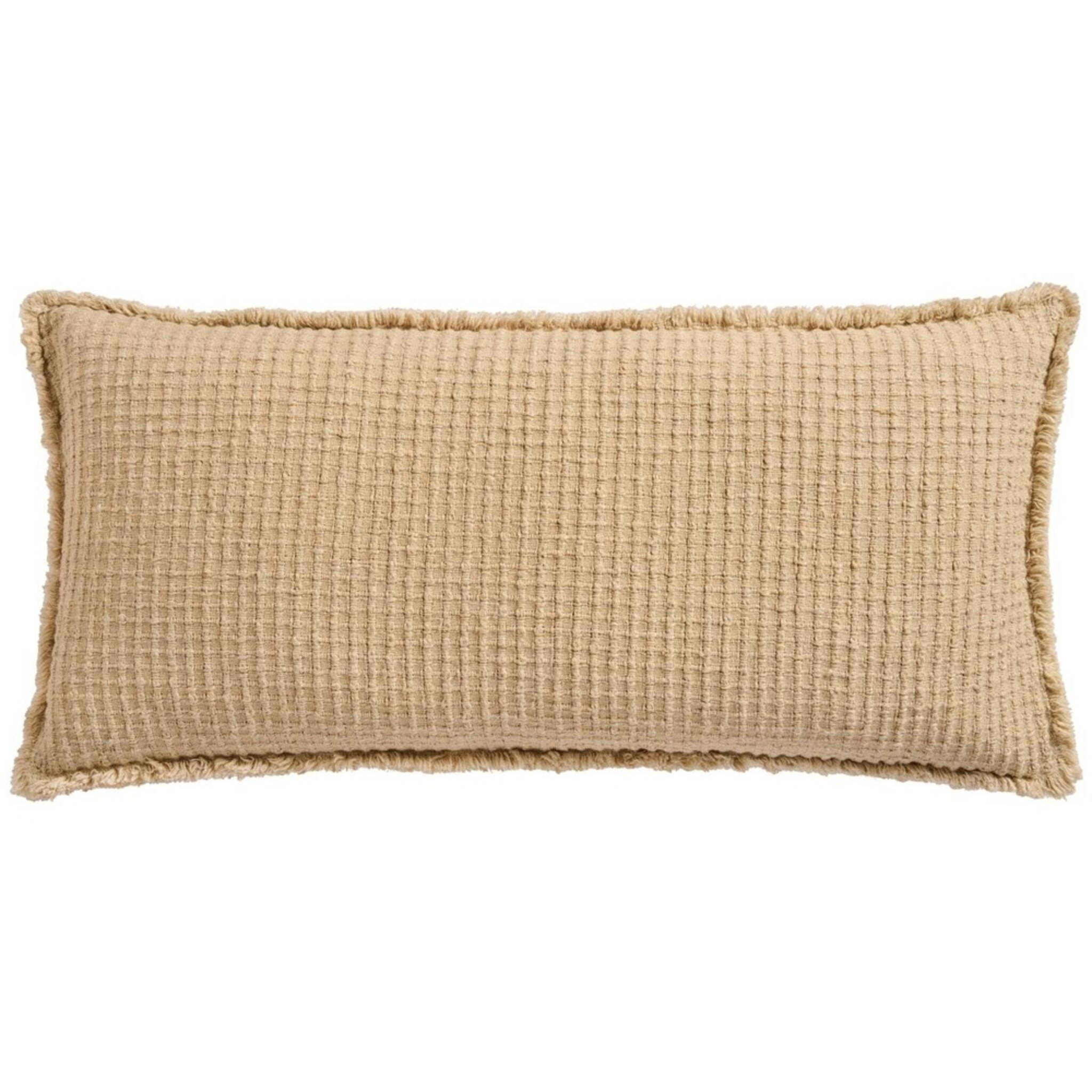 IB Laursen Kissenhülle Karomuster mit Fransen 80x35 cm, braun 