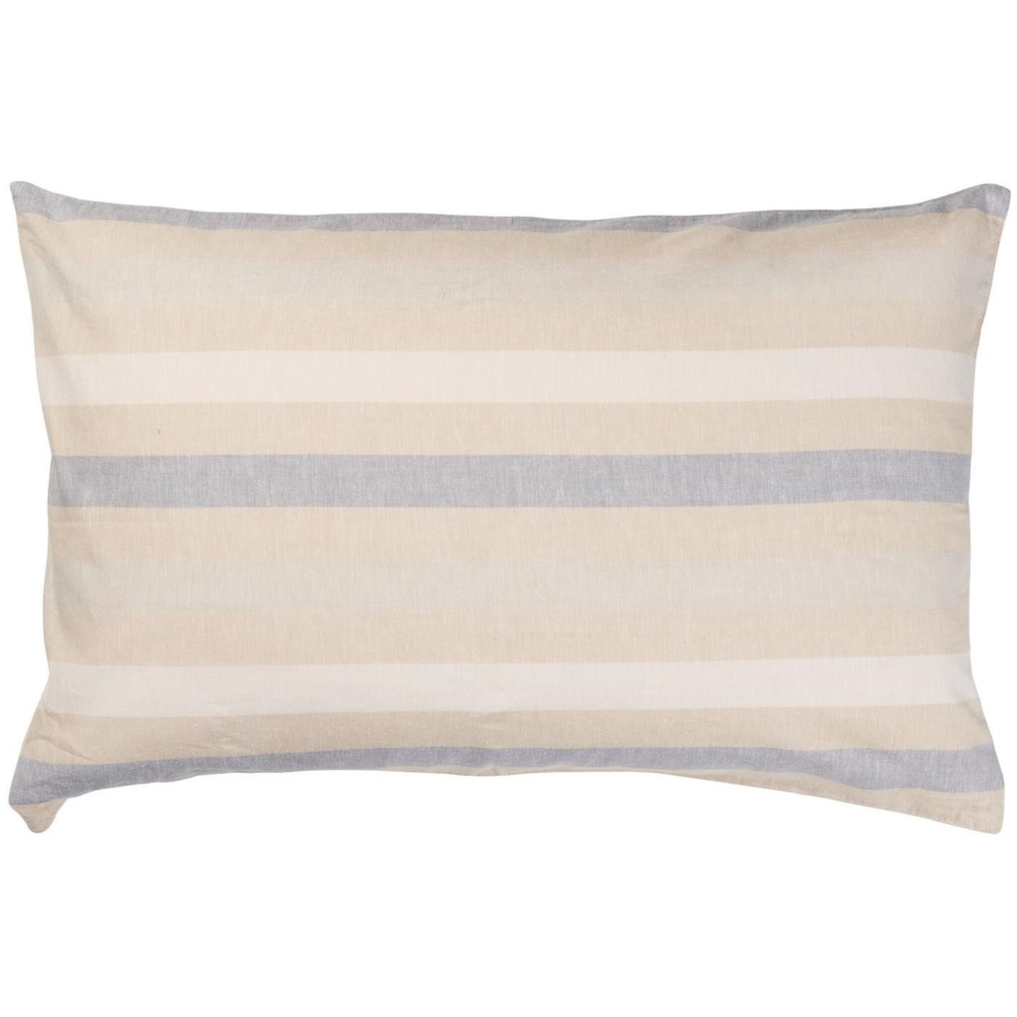 Kissenbezug natur mit weißen und hellblauen Streifen, weiss 