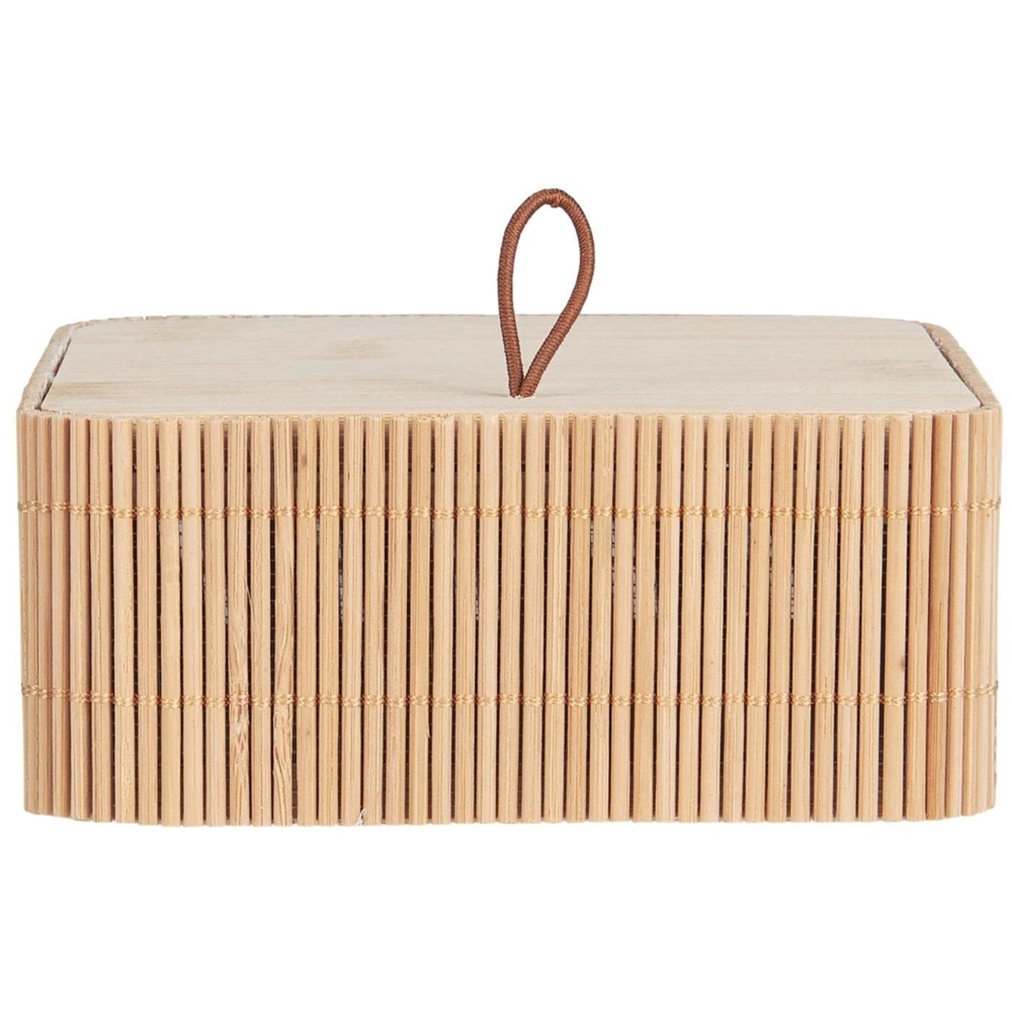 Kleine Schachtel mit Deckel quadratisch aus Bambus, natur 