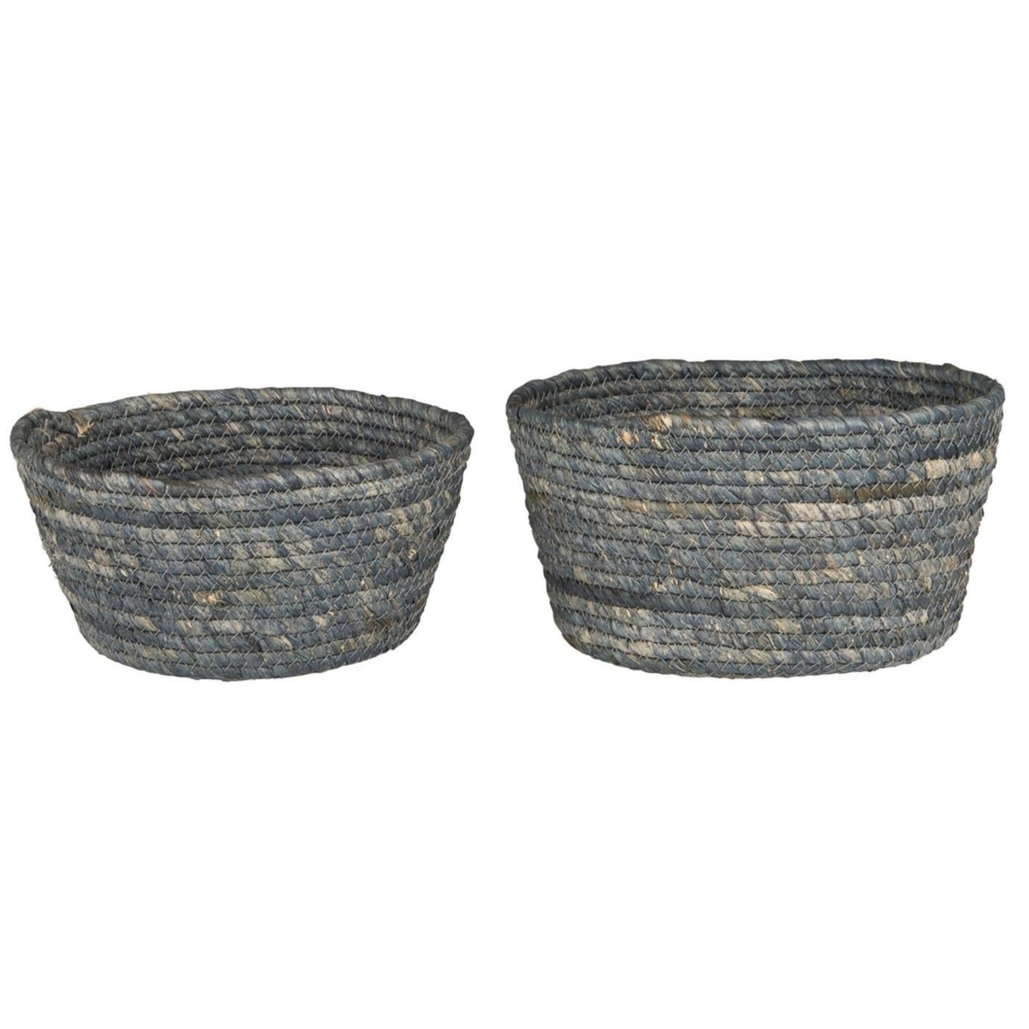 Korbsatz 2er Set aus Seegras, blau 