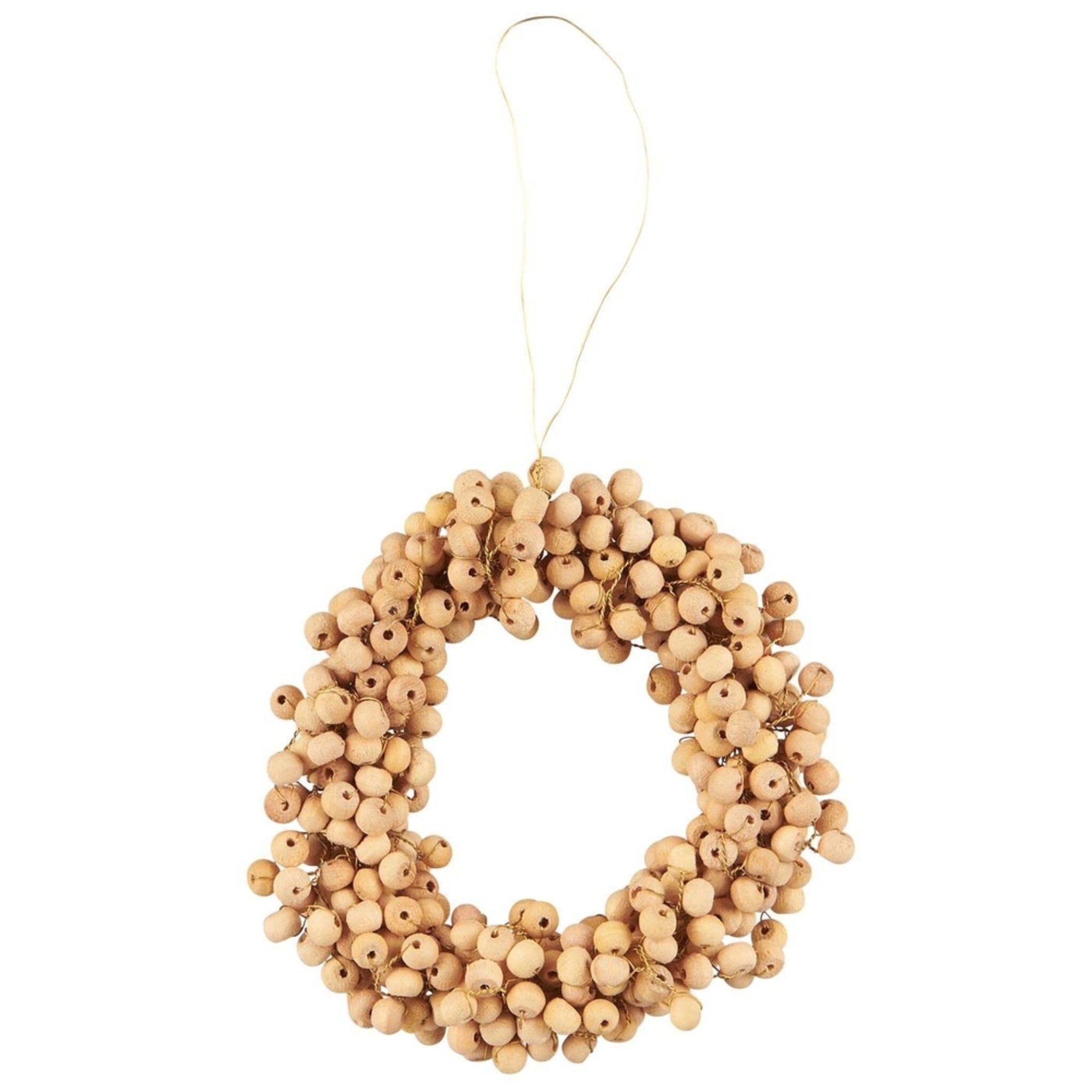 Kranz mit Holzperlen handgefertigt, beige Höhe 3, Ø 10 cm