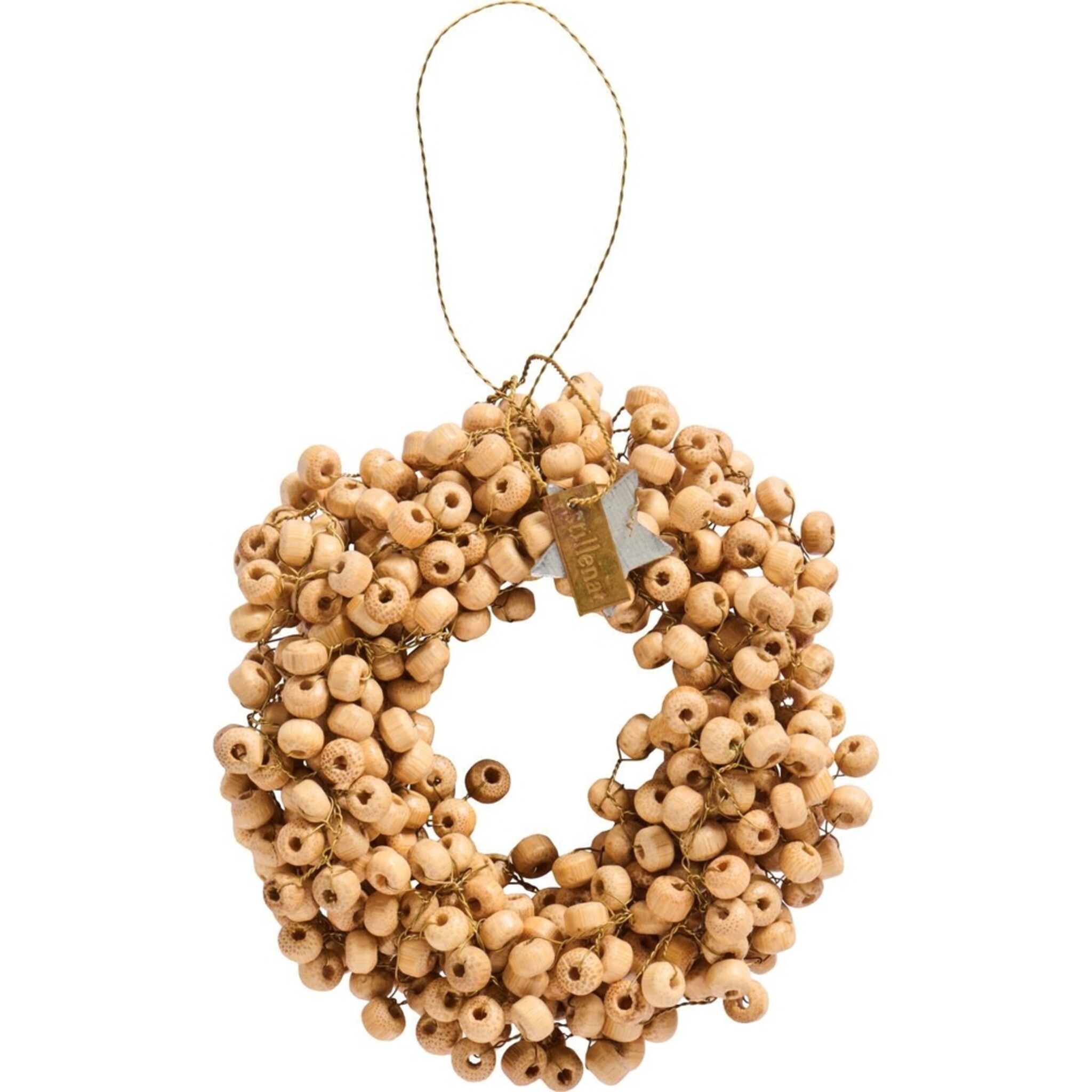 Kranz mit Holzperlen Stillenat handgefertigt, natur Ø 10 cm, Innen Ø 4 cm, Höhe 3 cm