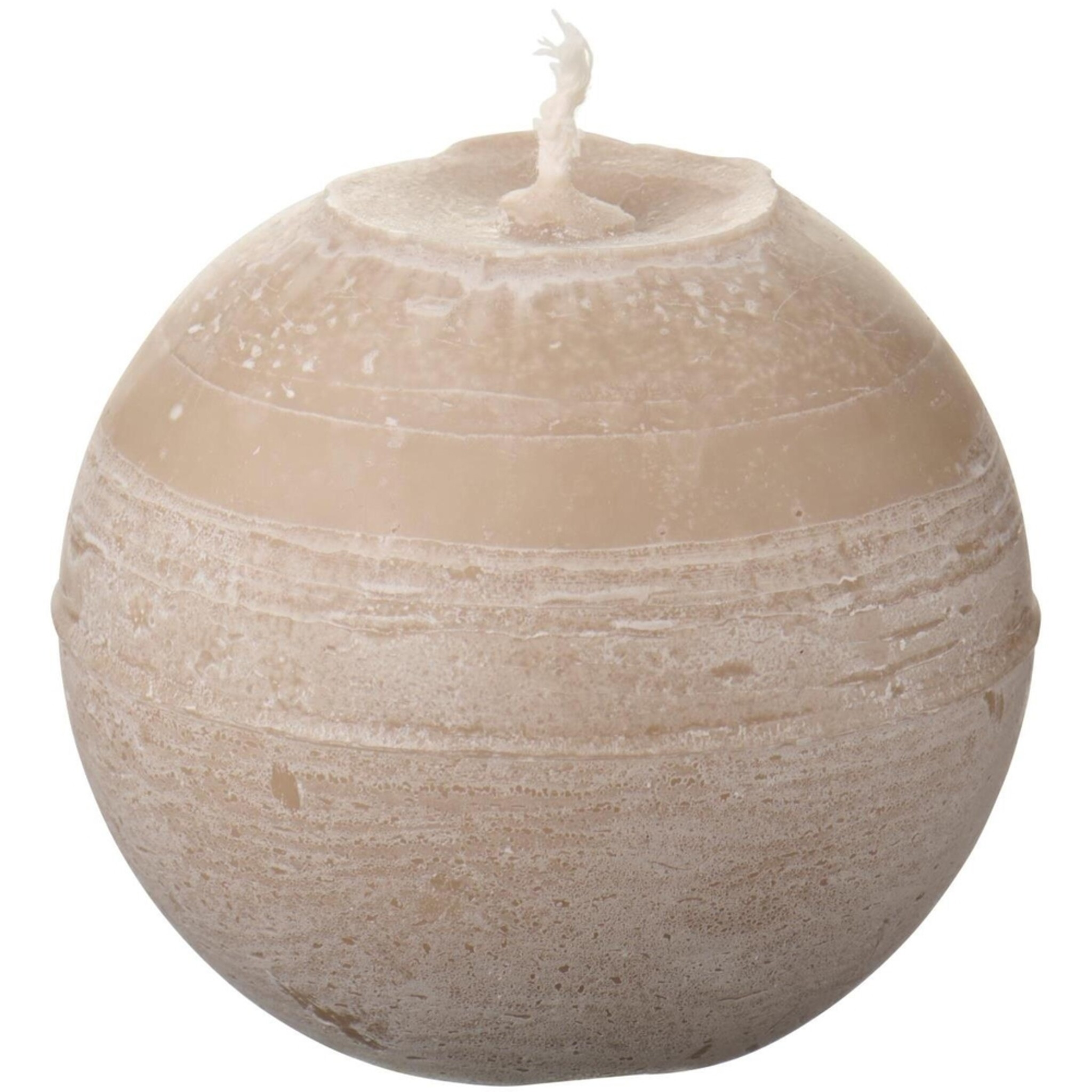 Kugelkerze rustikal, leinen Höhe 7.5, Ø 8 cm