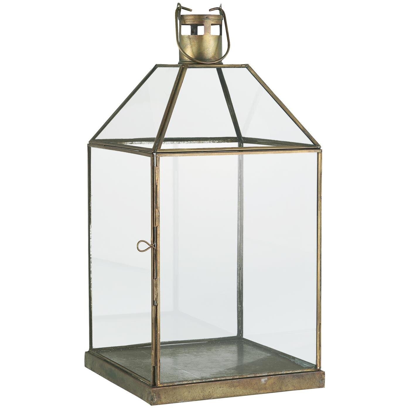 Laterne Matheo mit schrägem Glastop, gold 22 x 22 x 43 cm