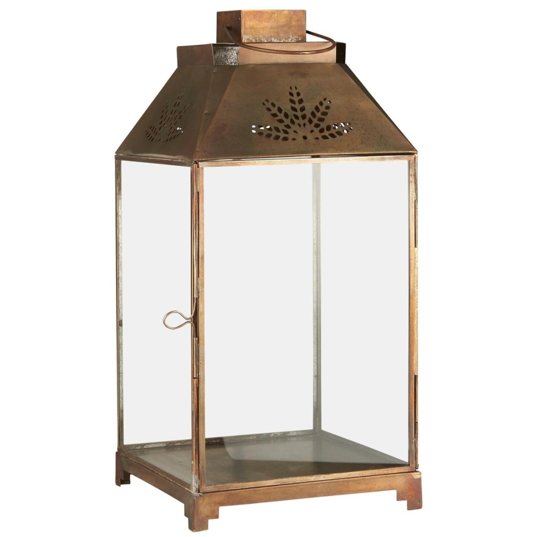 Laterne mit Blattmuster oben, gold 