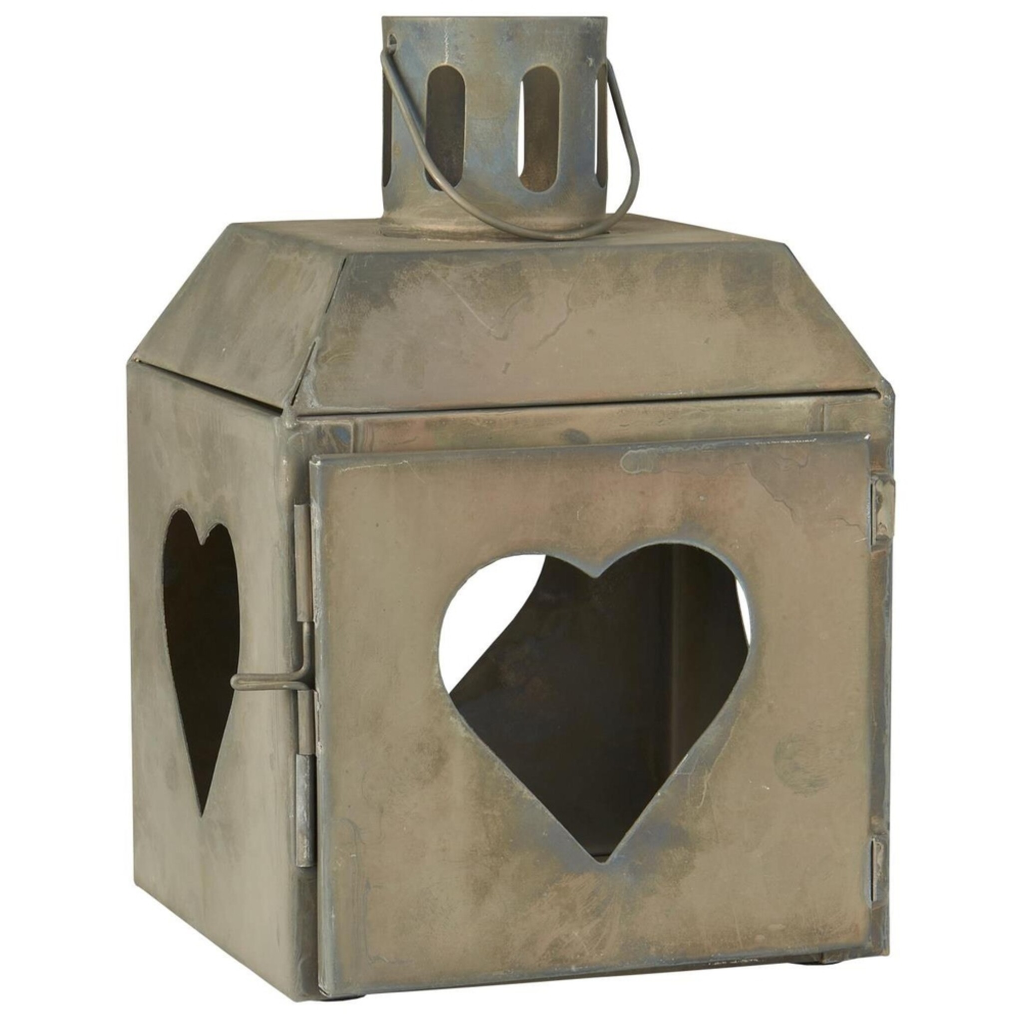 Laterne mit Herz auf allen 4 Seiten, grau 