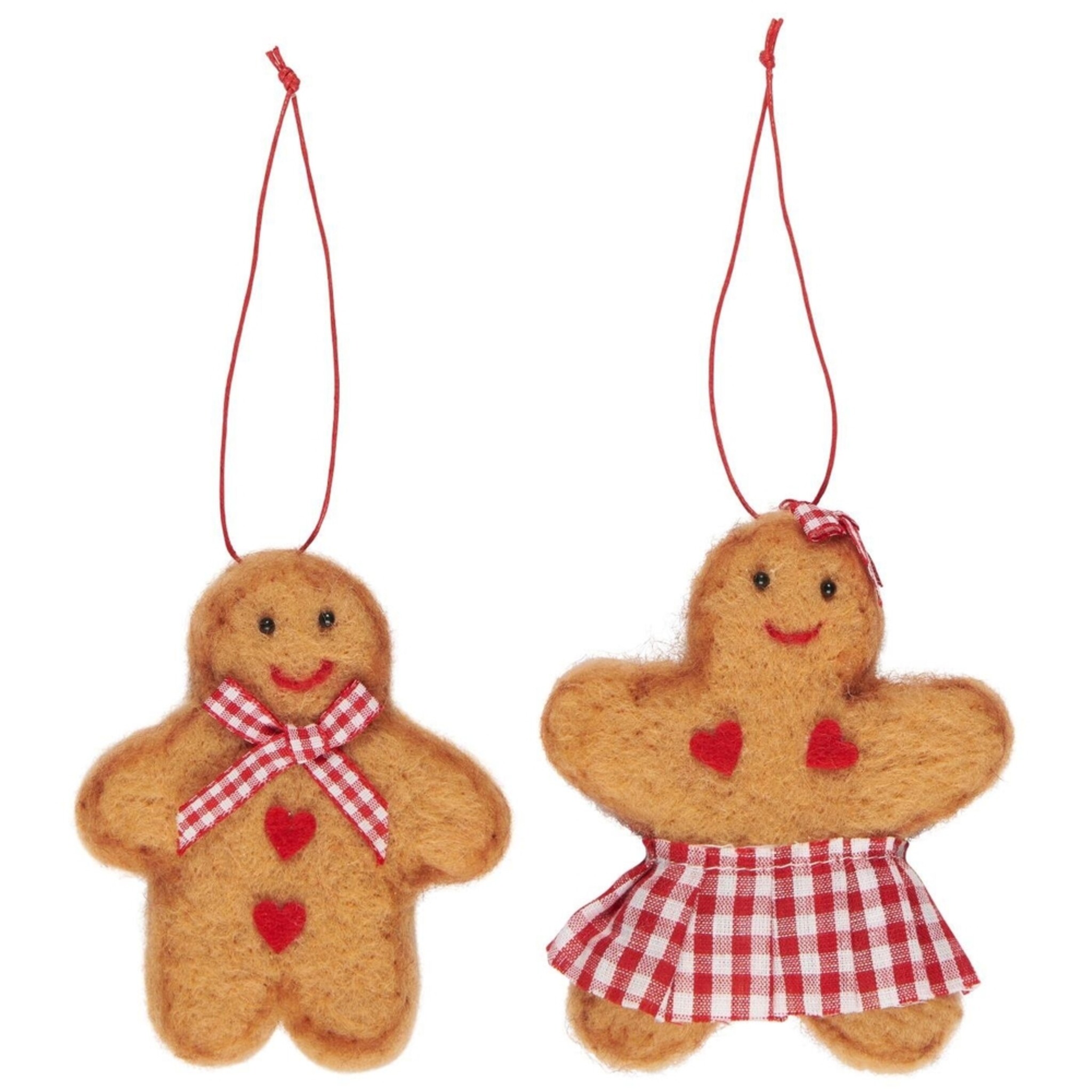 Lebkuchenpärchen Aufhänger aus Filz, braun 