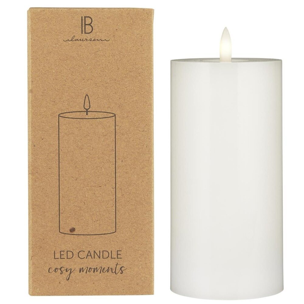 LED-Stumpenkerze mit Flamme, weiss Höhe 15, Ø 7.5 cm