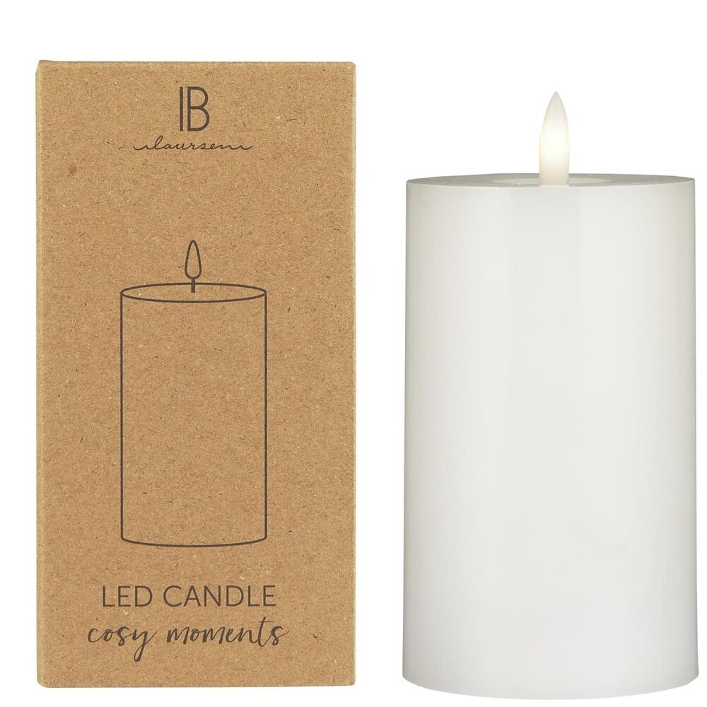 LED-Stumpenkerze mit Flamme, weiss Höhe 12.5, Ø 7.5 cm