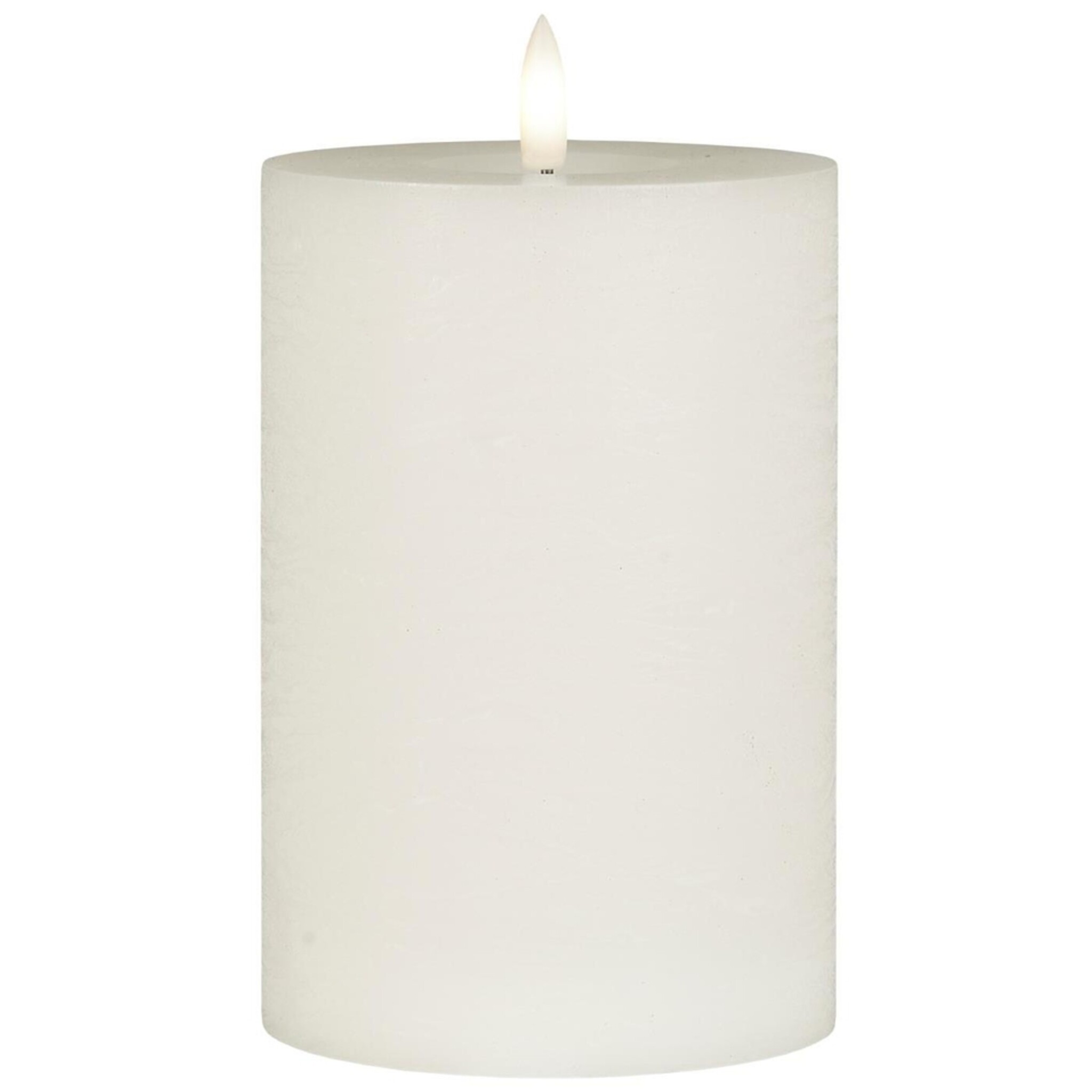 LED-Stumpenkerze mit warmer Flamme, weiss Höhe 15, Ø 10 cm