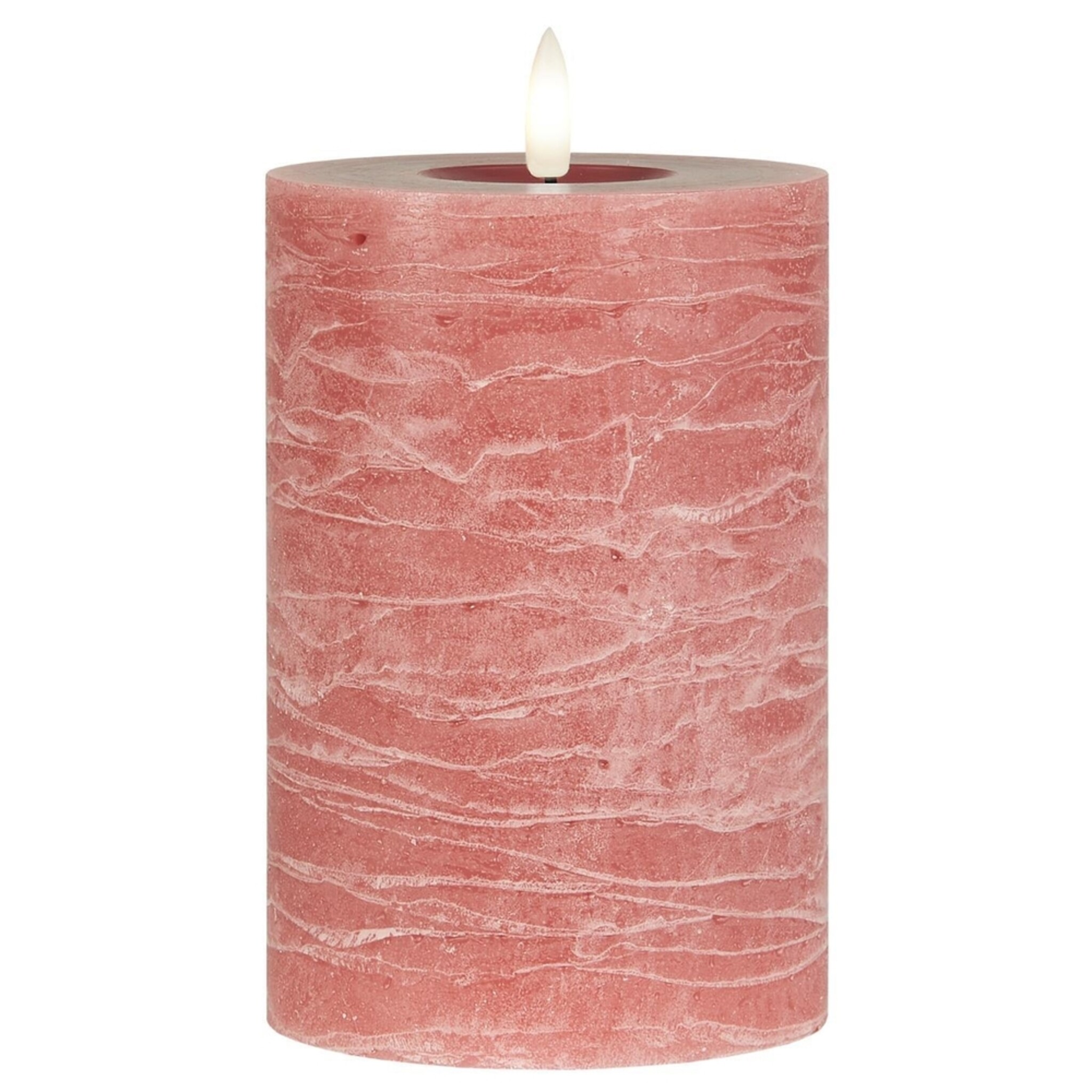 LED-Stumpenkerze mit warmer Flamme, malva Höhe 15, Ø 10 cm