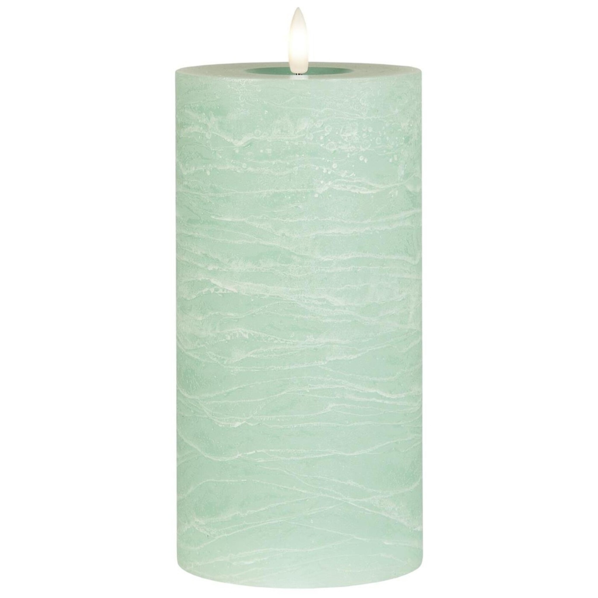LED-Stumpenkerze mit warmer Flamme, mint Höhe 20, Ø 10 cm