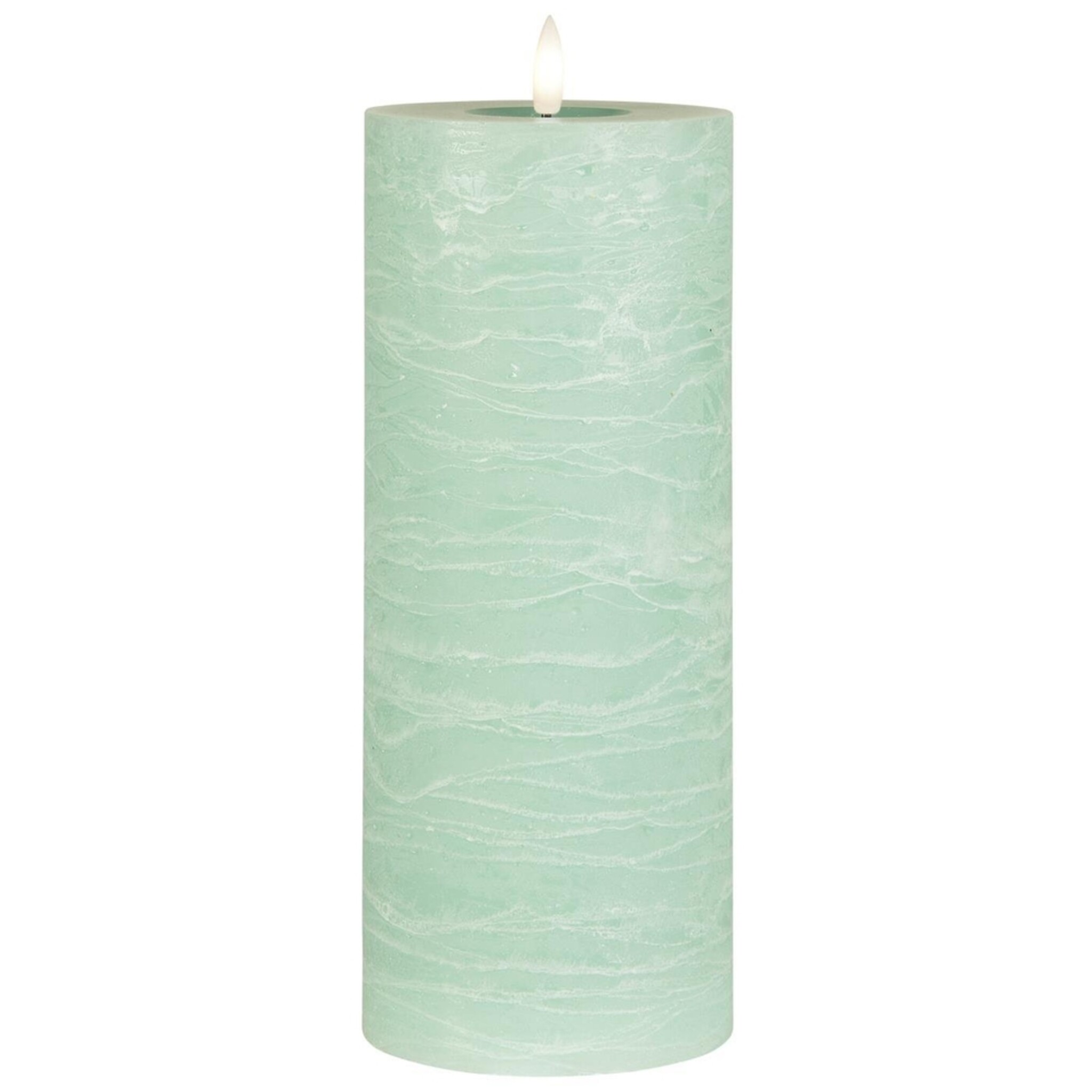 LED-Stumpenkerze mit warmer Flamme, mint Höhe 25, Ø 10 cm