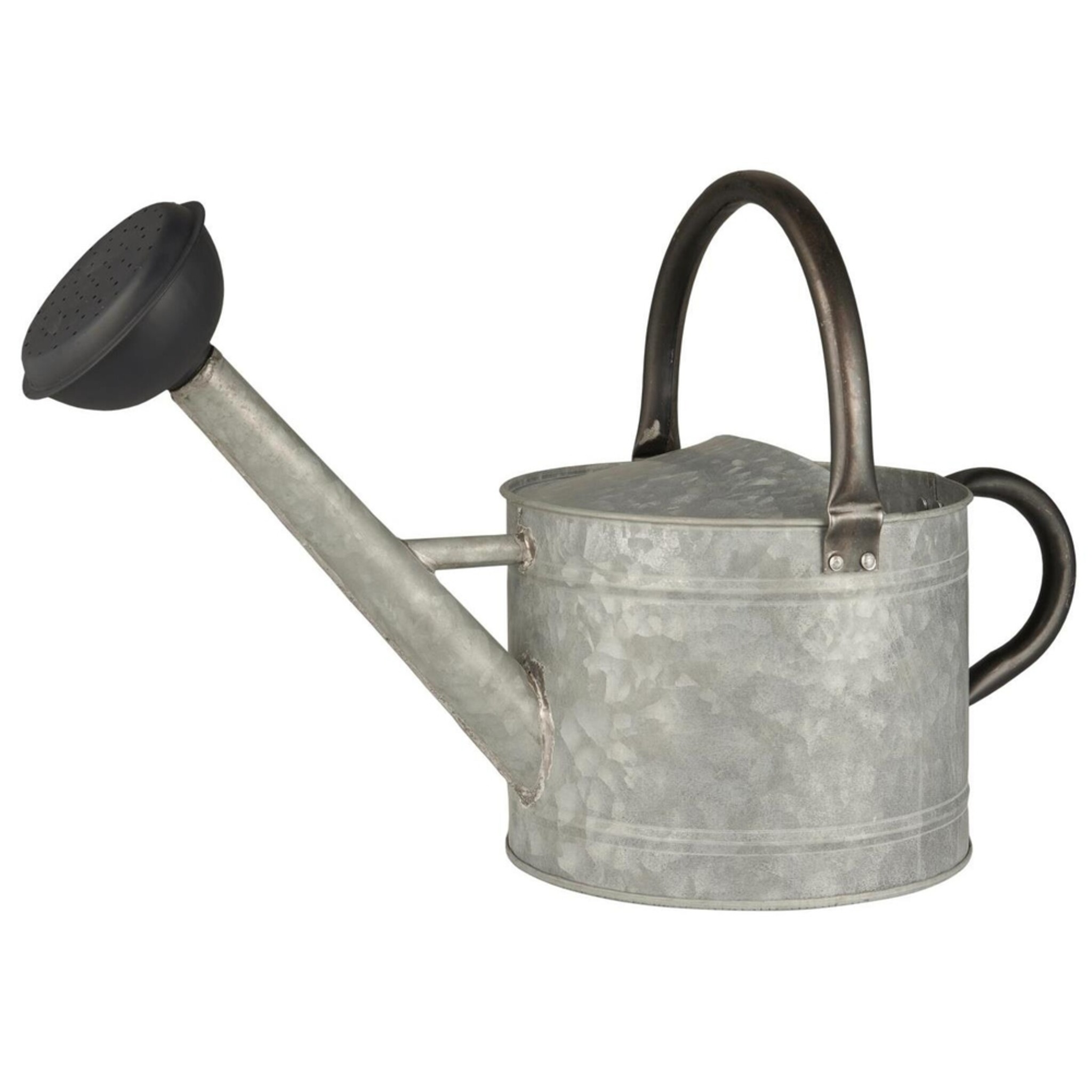 Metall Gießkanne mit 2 Henkeln und Brause 4,4 ltr, grau