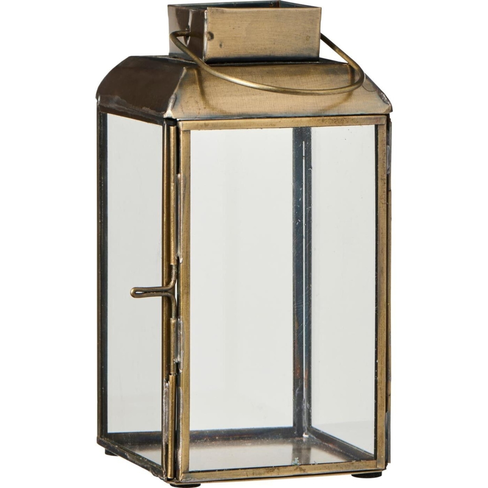 Metall Laterne mit abgerundetem Dach, gold 