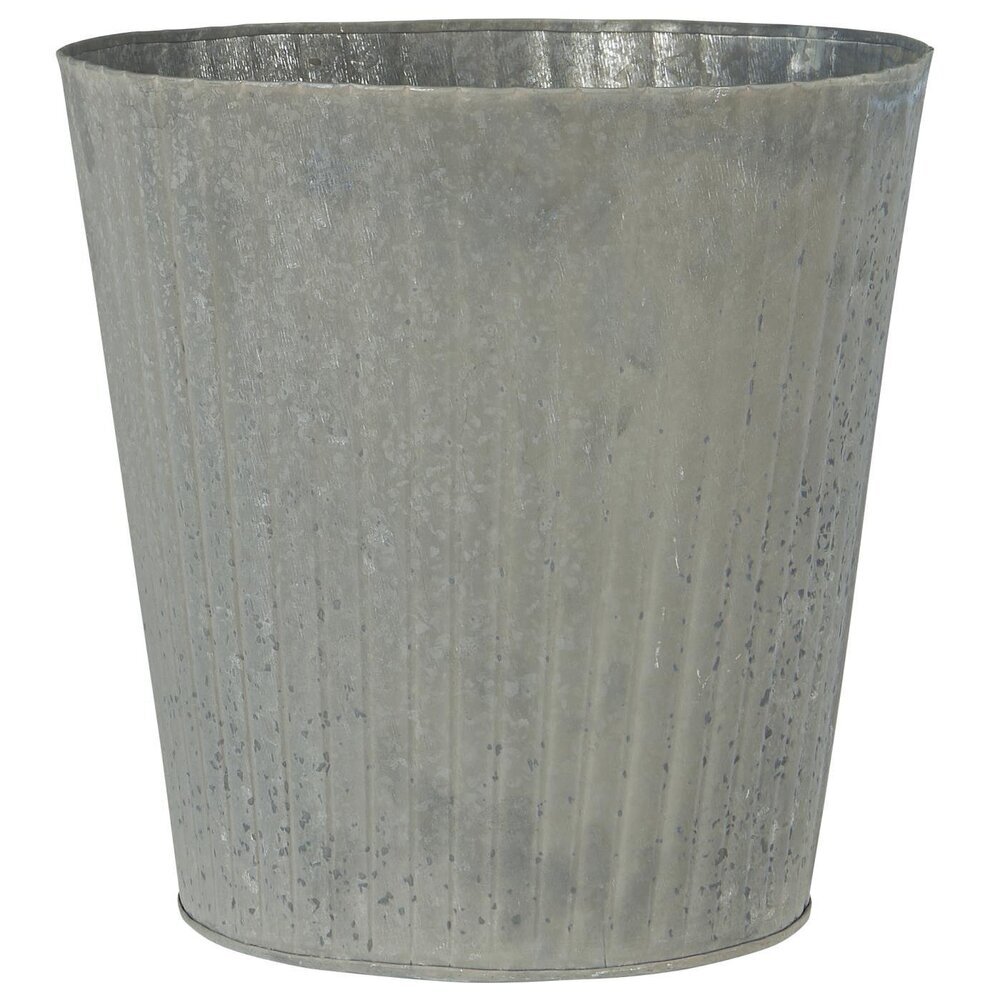 Metall Topf mit Rillen konisch, grau Höhe 23, Ø 22.5 cm