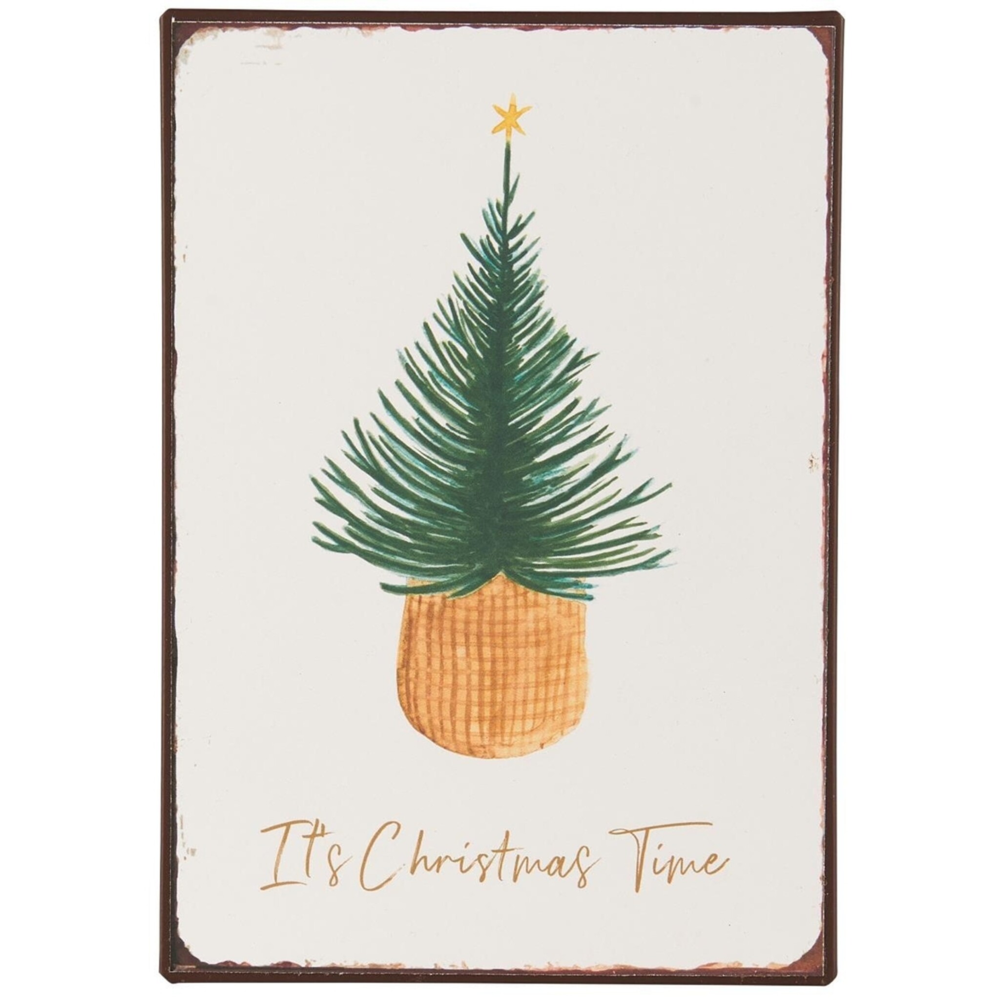 Metallschild It's Christmas Time, weiß 