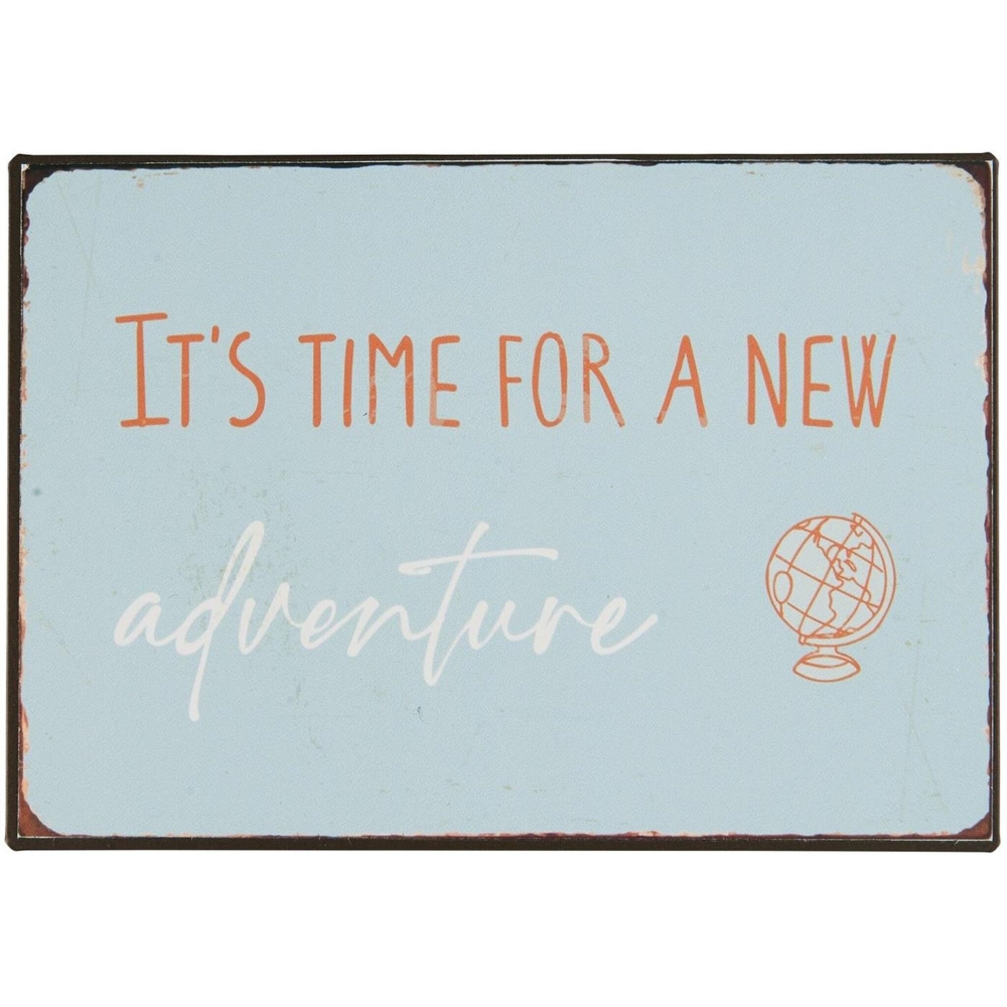 Metallschild It's time for a new adventure, blau 