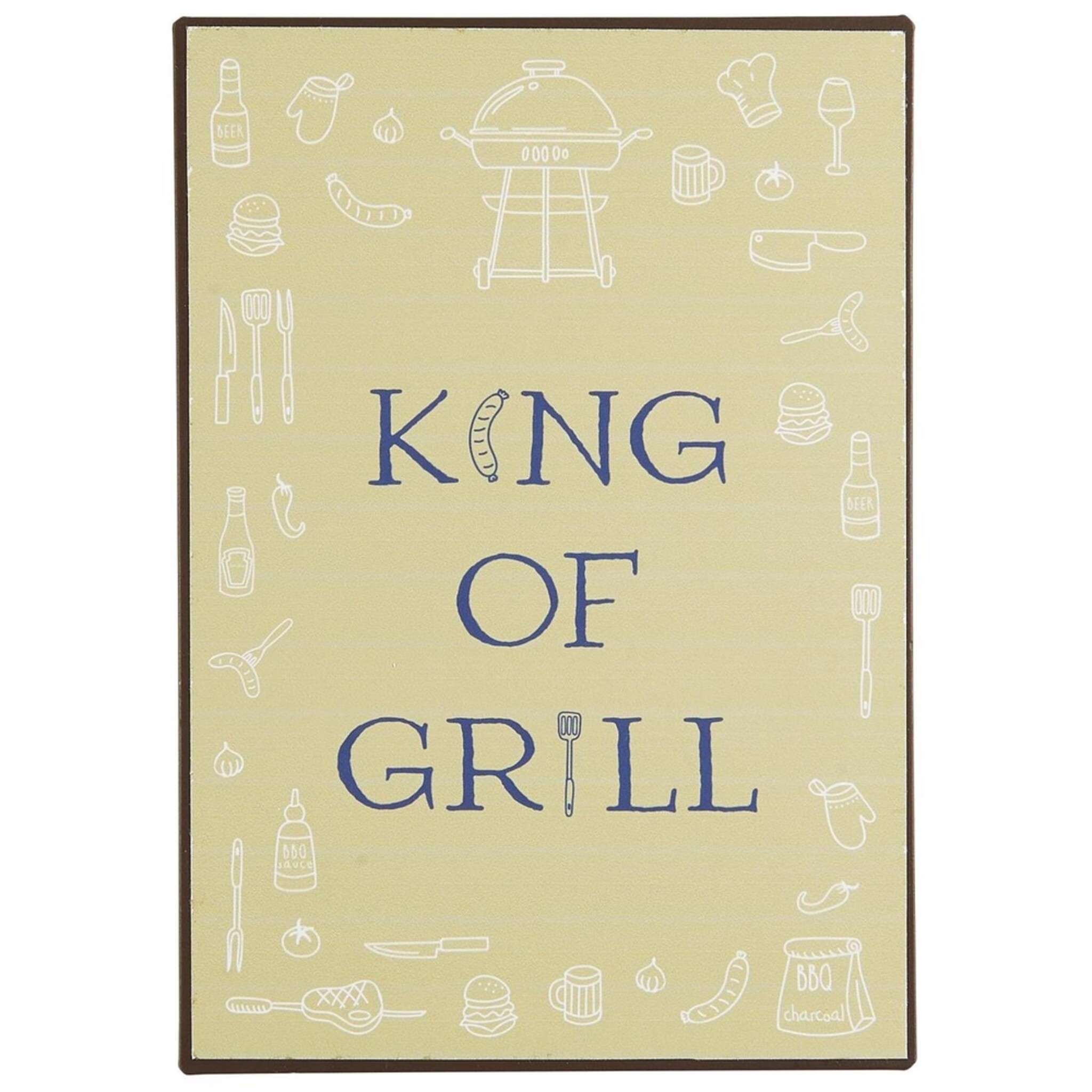 Metallschild King of Grill, beige 14 x 20 cm