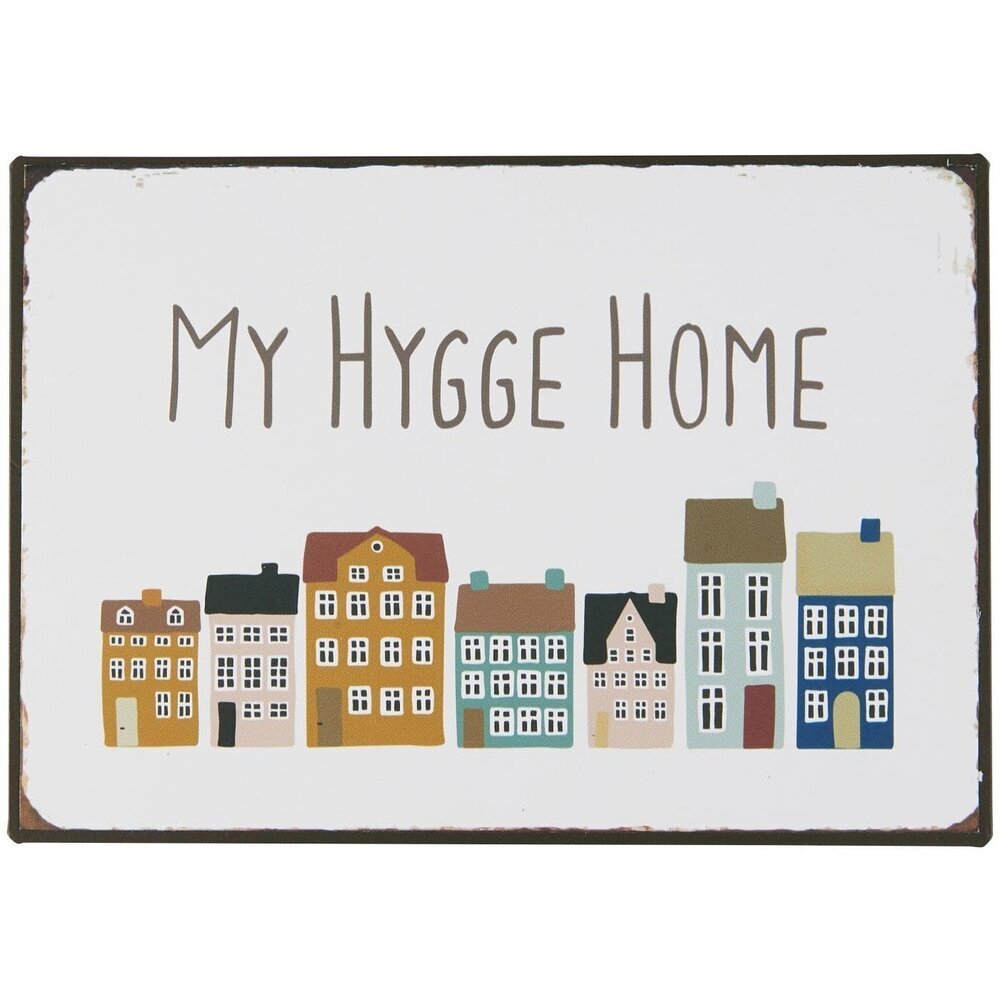 Metallschild My Hygge Home, weiss