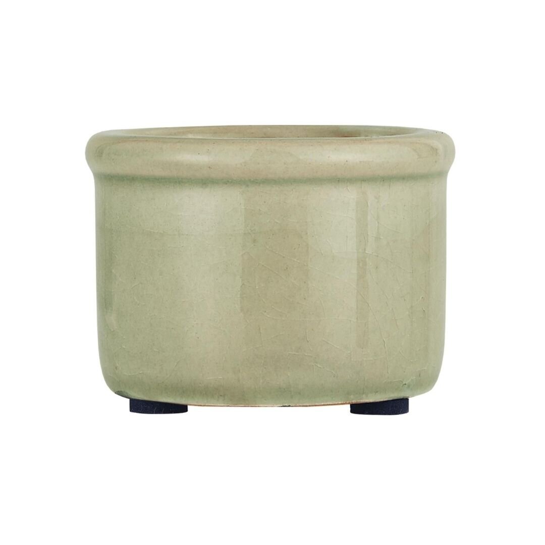 Mini Blumentopf Hilda mit krakelierter Oberfläche, staubig grün 