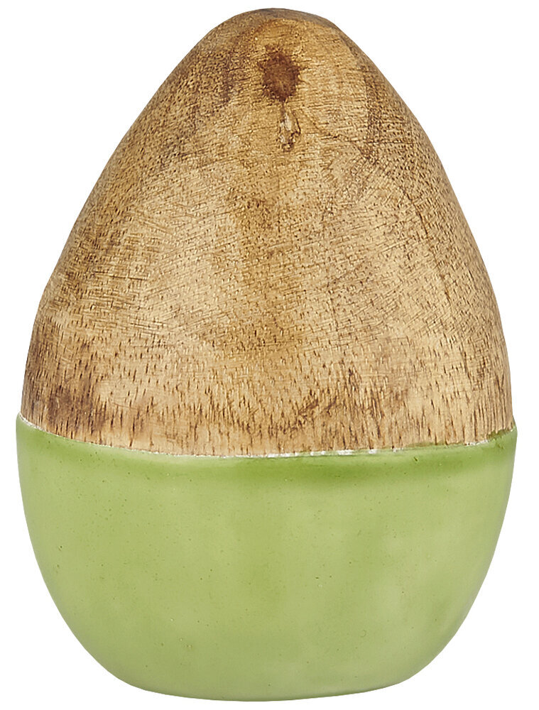 Osterei aus Mangoholz stehend, natur, grün 