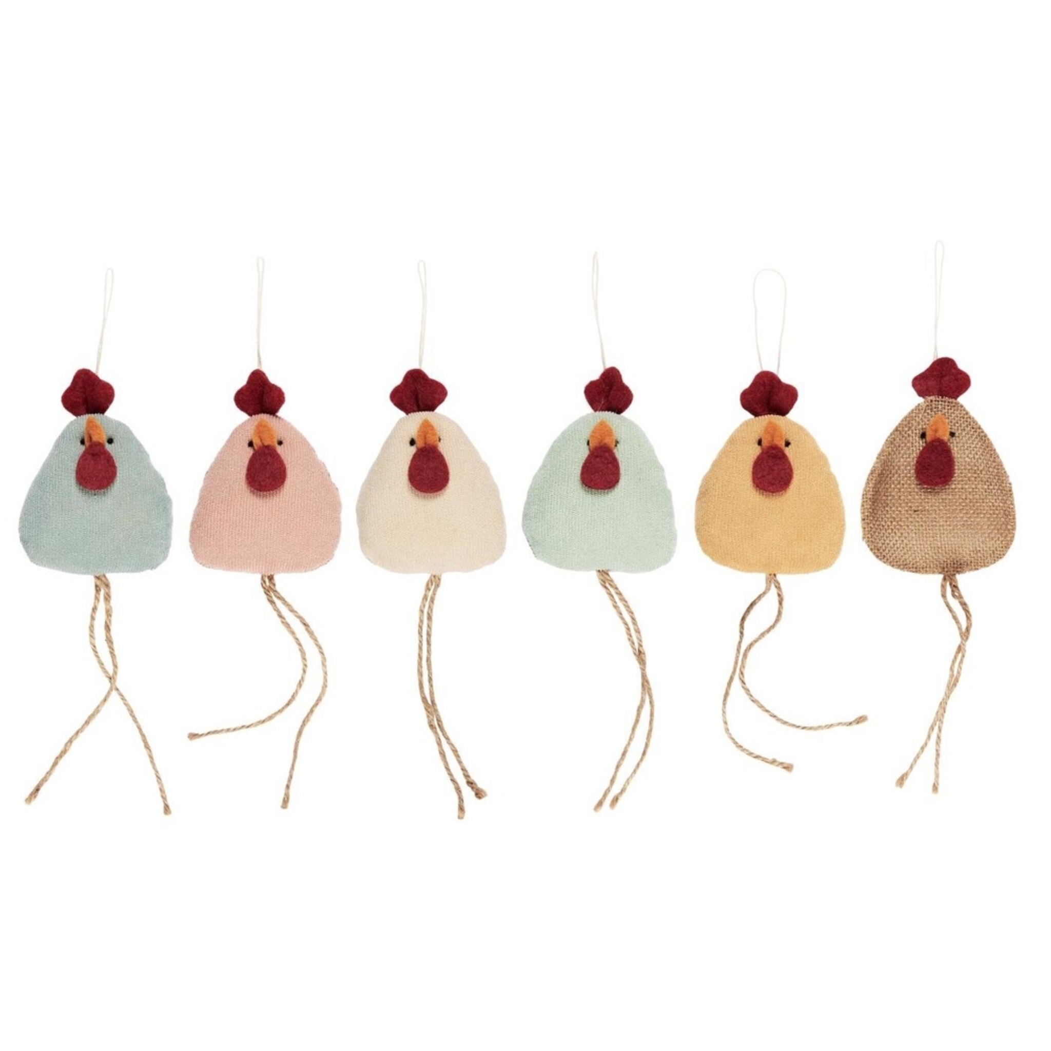 Osterhuhn Aufhänger 6er-Set, diverse 9 x 3.5 x 25 cm