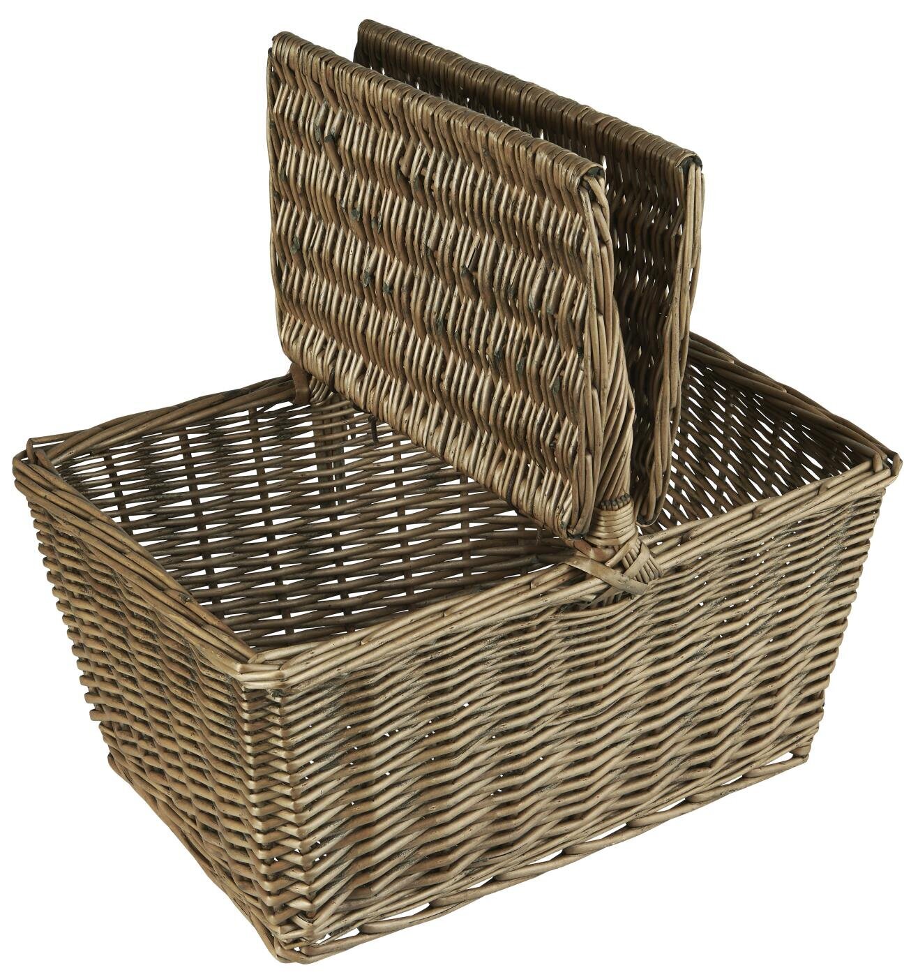 Picknickkorb mit Deckel und Henkel, natur