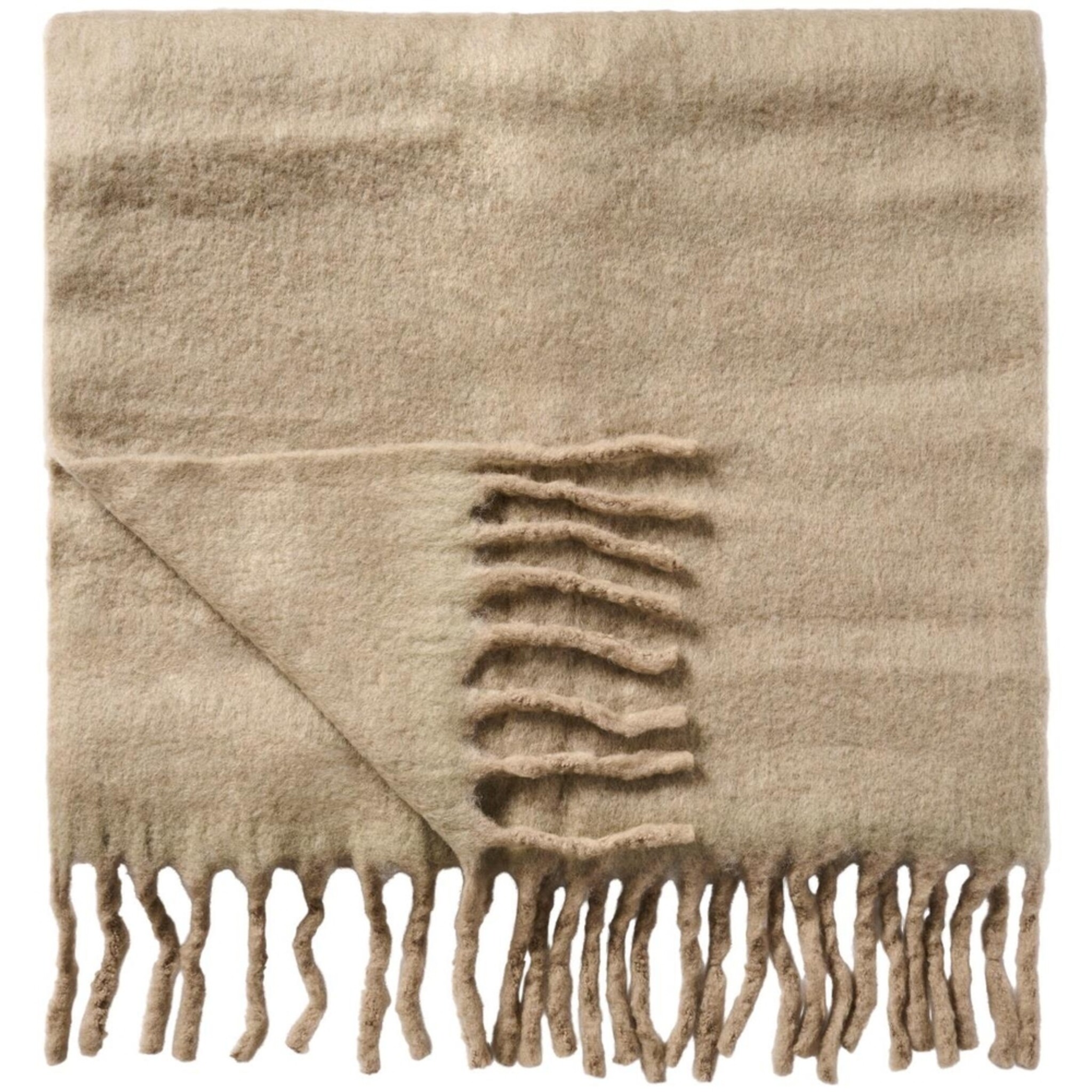 Plaid aus Wolle mit Fransen, leinen 