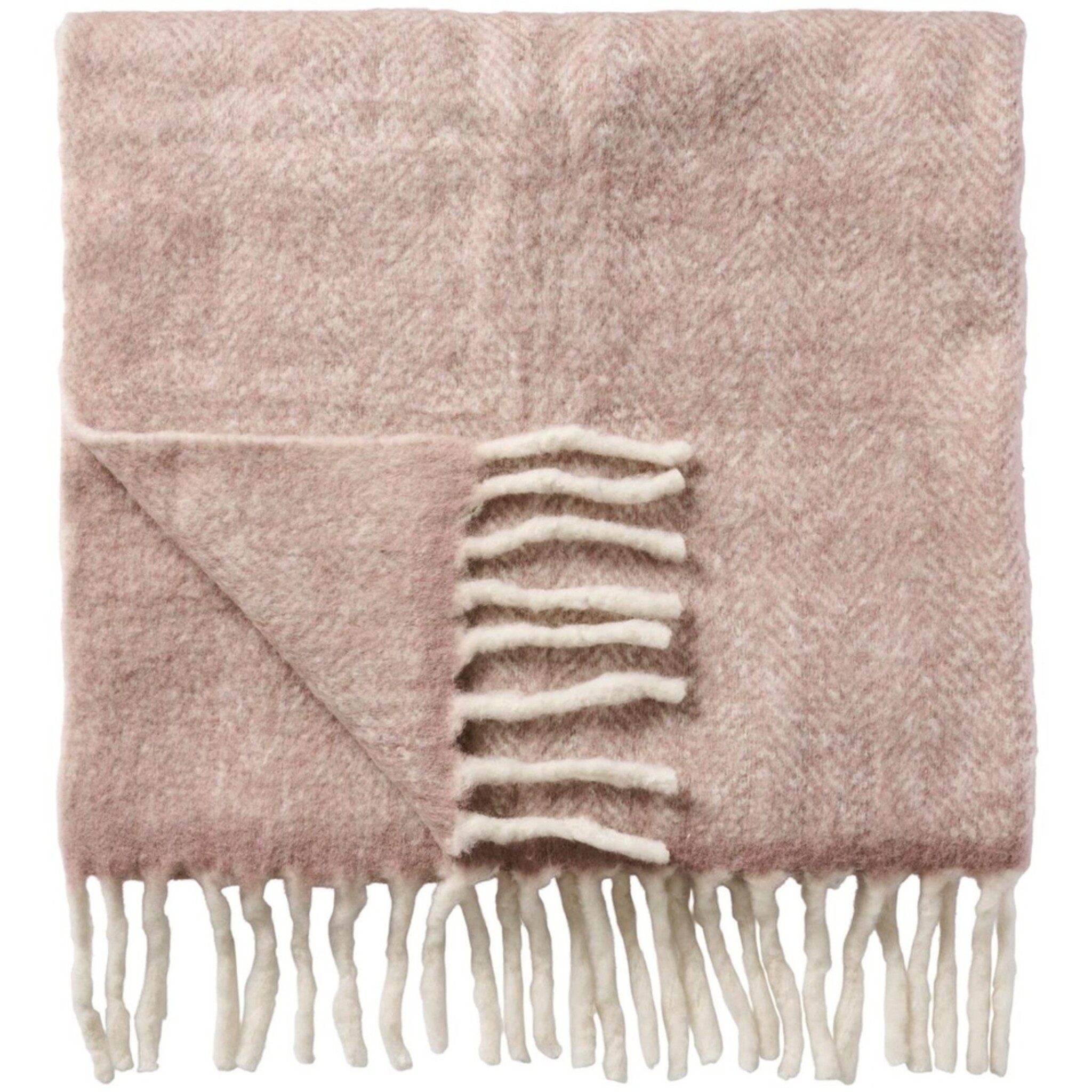 Plaid aus Wolle mit Fransen, melange 