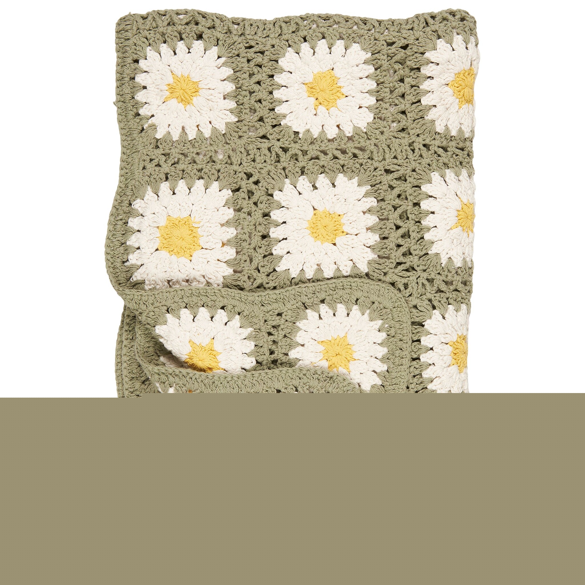 Plaid gehäkelt mit Blumenmuster, grün