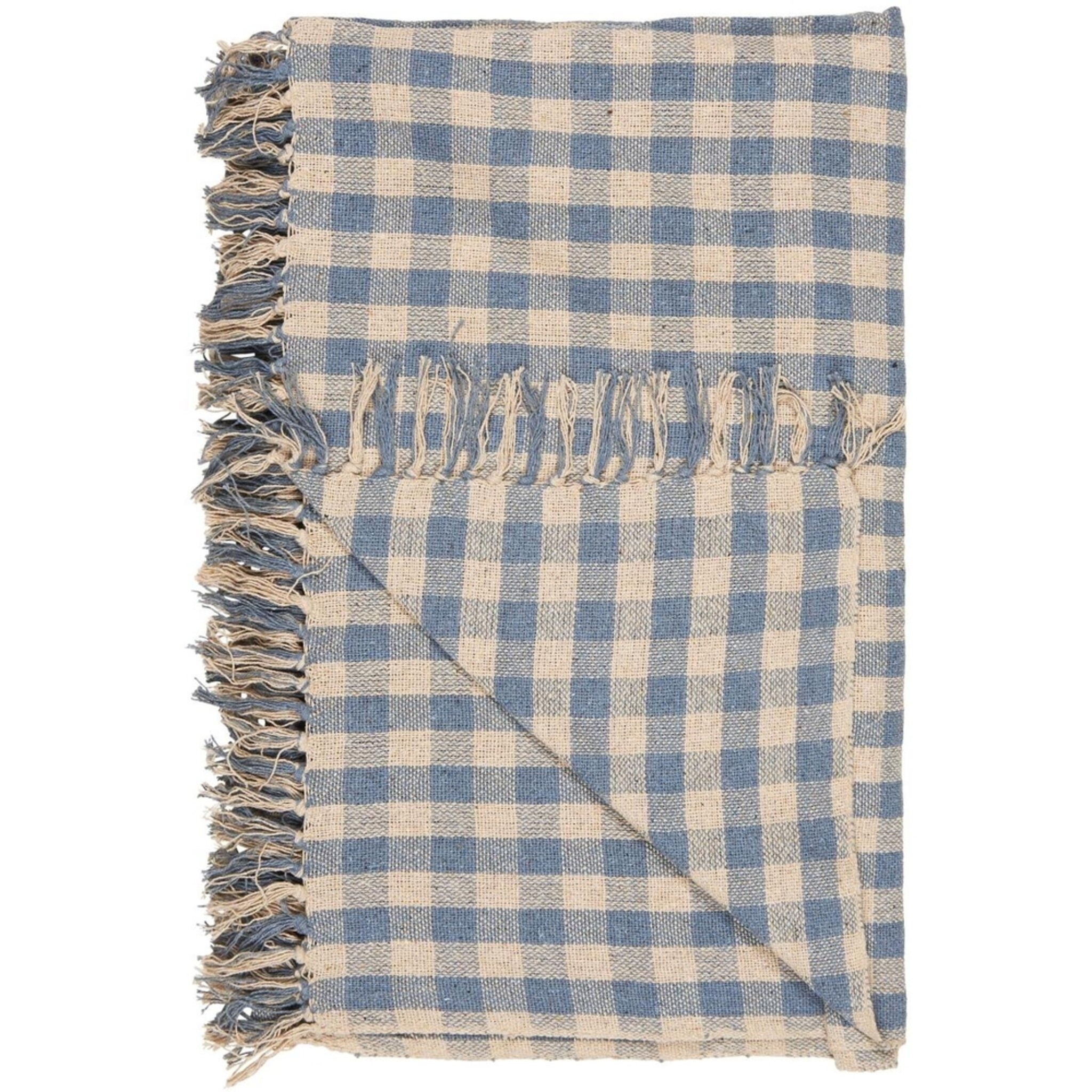 Plaid aus reiner Baumwolle Natur, hellblau 