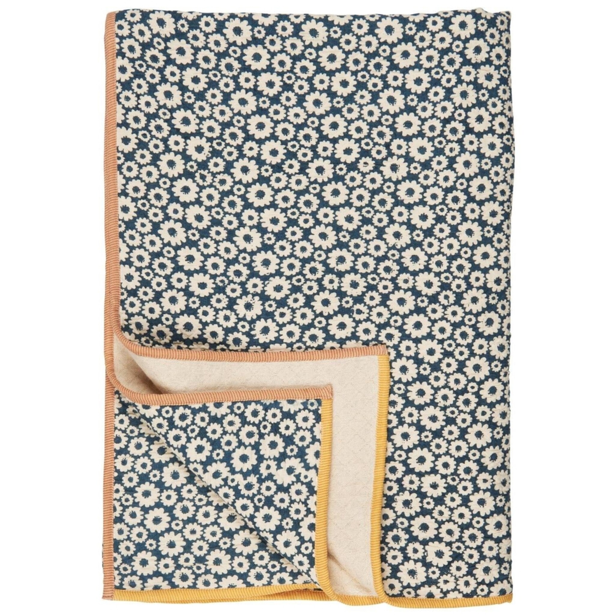 Plaid Vigga mit Druck doppelt gewebt, petrol 