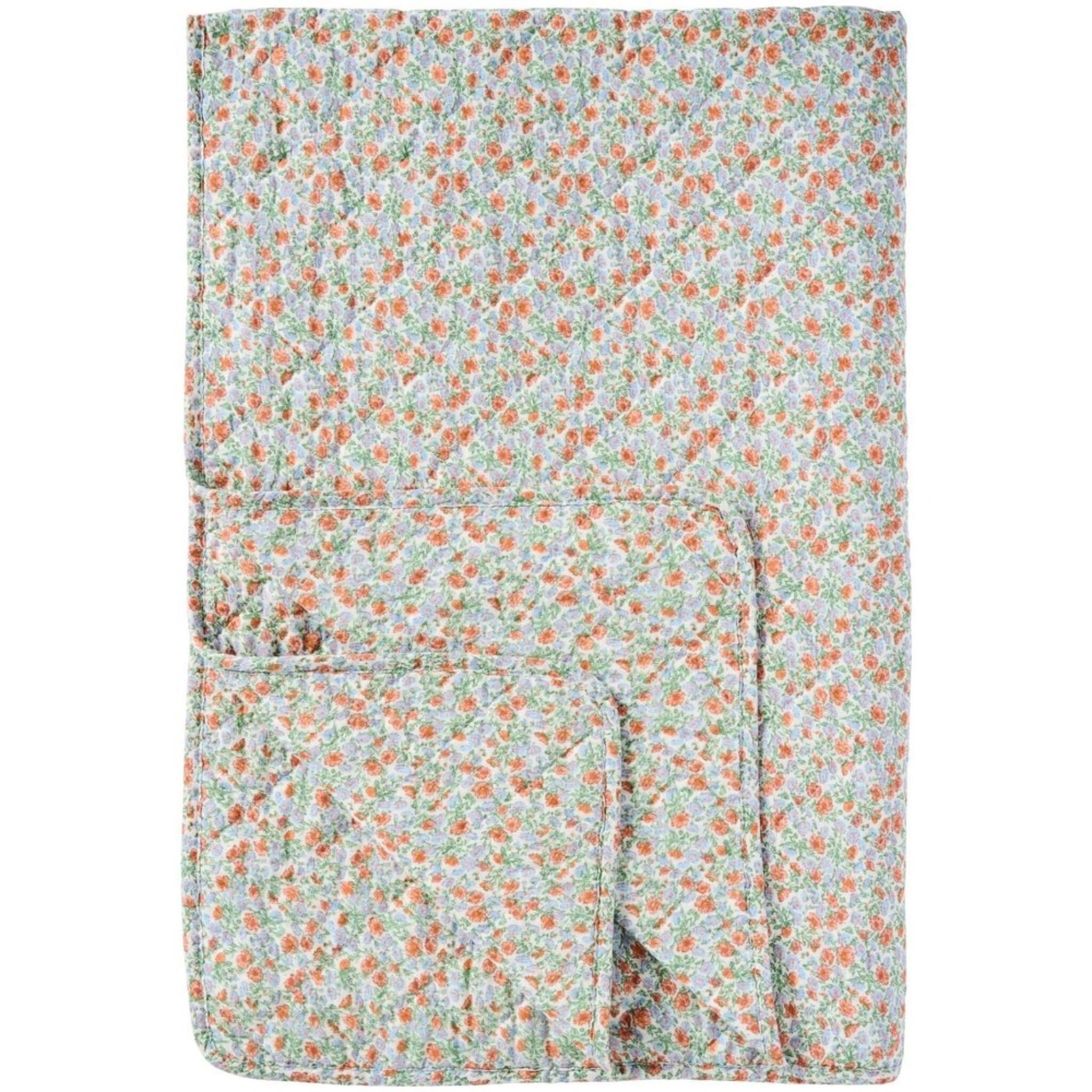 IB Laursen Quiltdecke Blumenpracht – Hellblau & Rostfarben, hellblau 