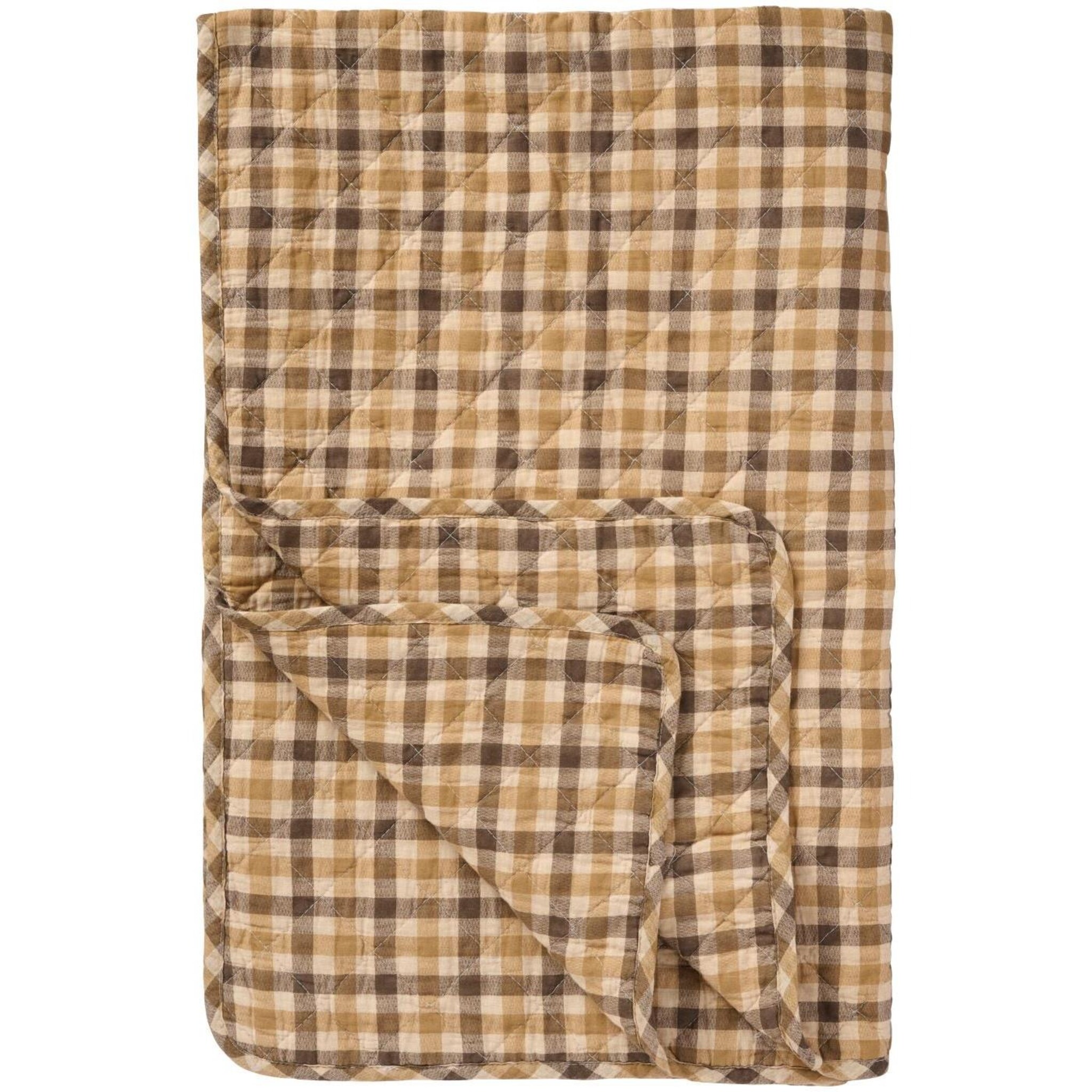 Quilt mit braunem Karomuster, braun