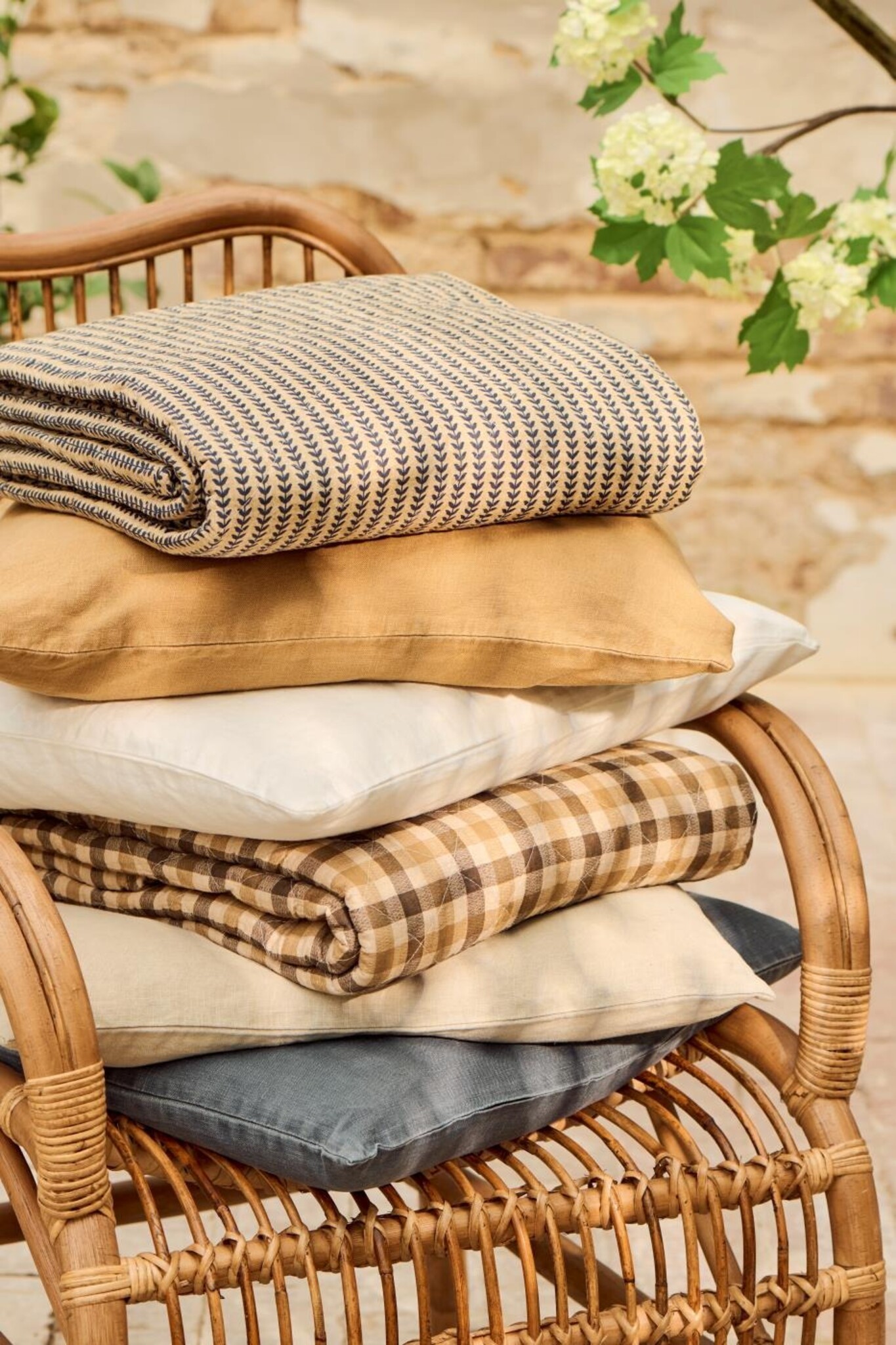 IB Laursen Plaid Decke – Braun/rotbraunes Zickzack-Muster, Weich & Gemütlich Für Couch Oder Bett