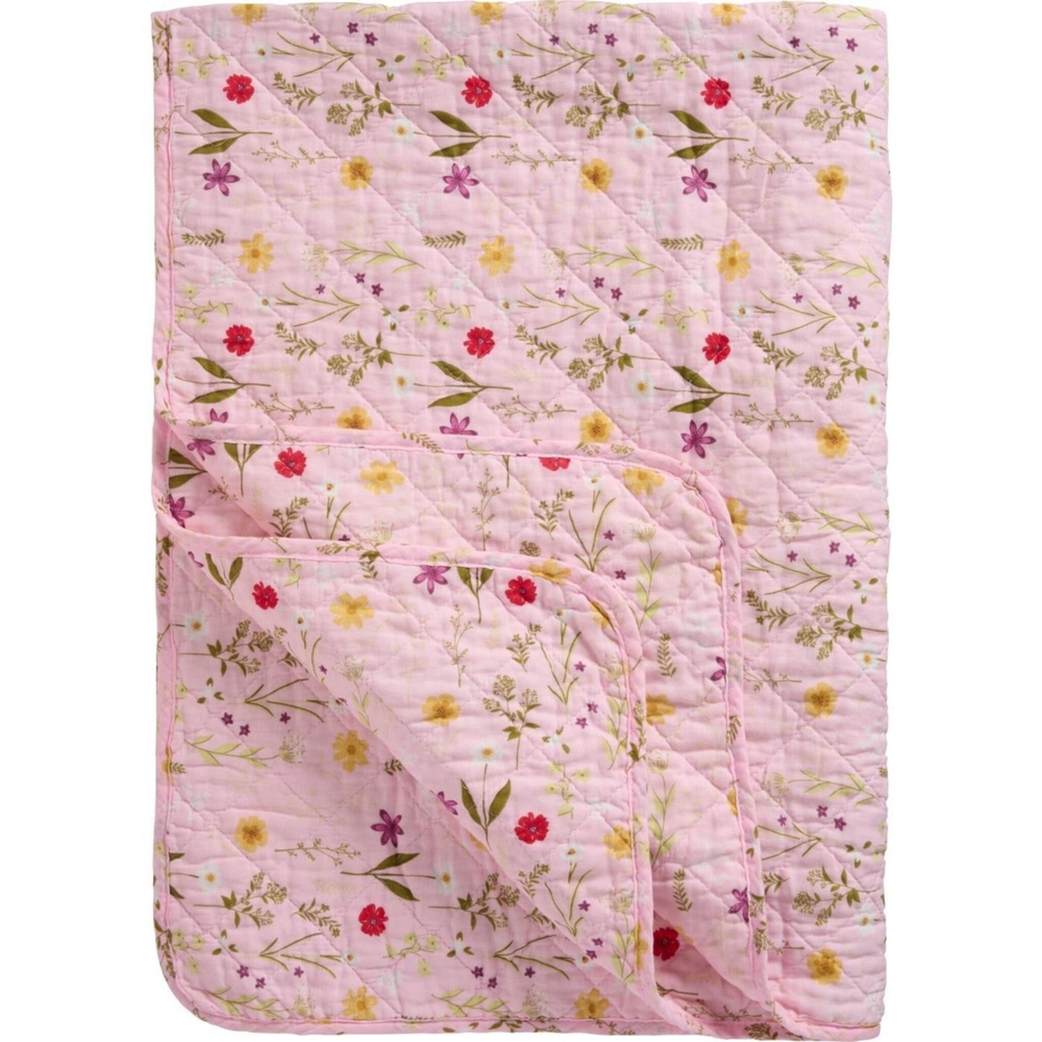 Quilt rosa mit Gartenblumen, rosa 
