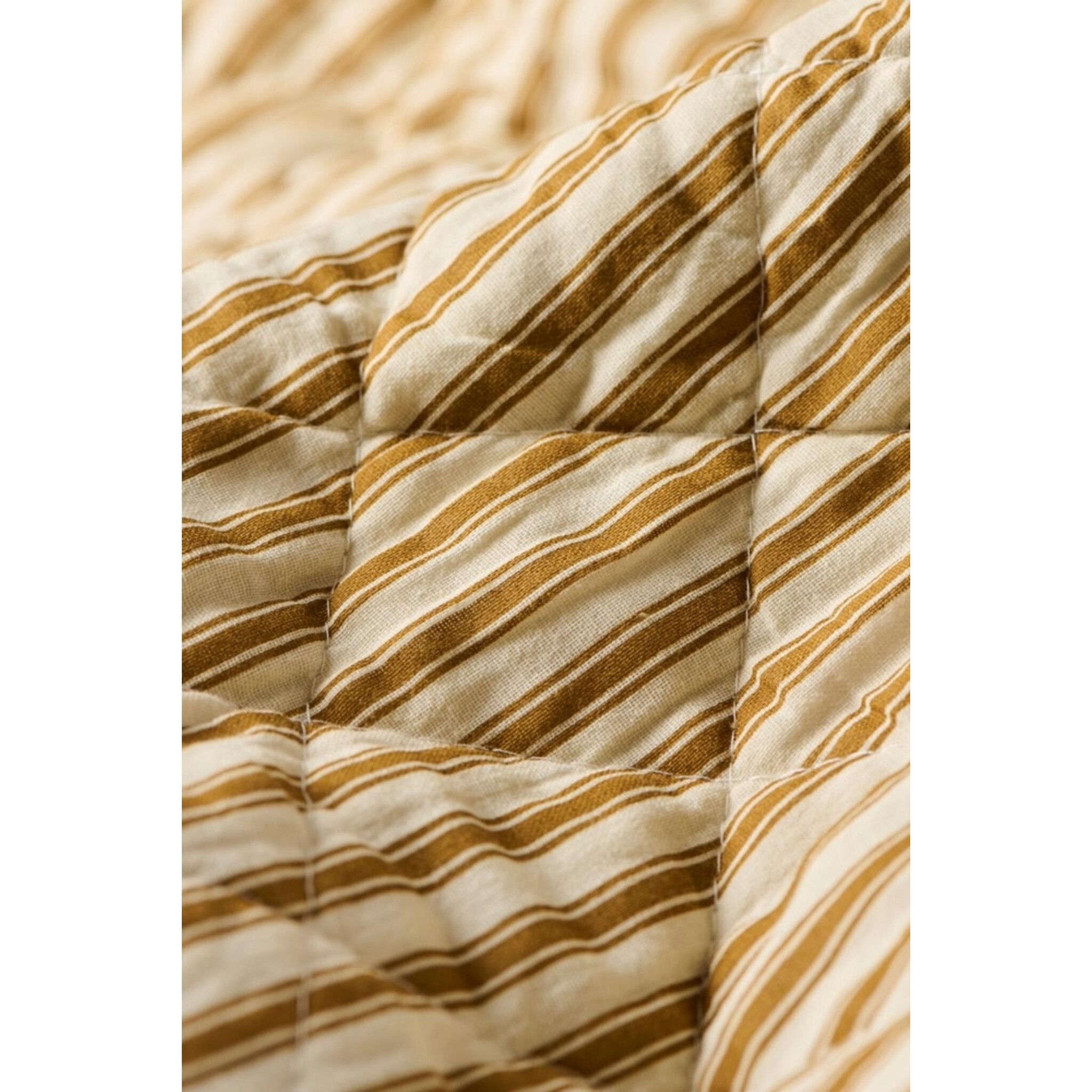 IB Laursen Quilt Sand mit Streifen, ochre green 