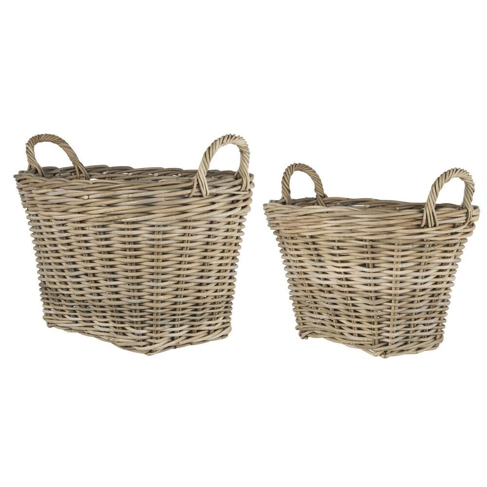 Rattan Korbsatz oval mit Henkeln, natur 