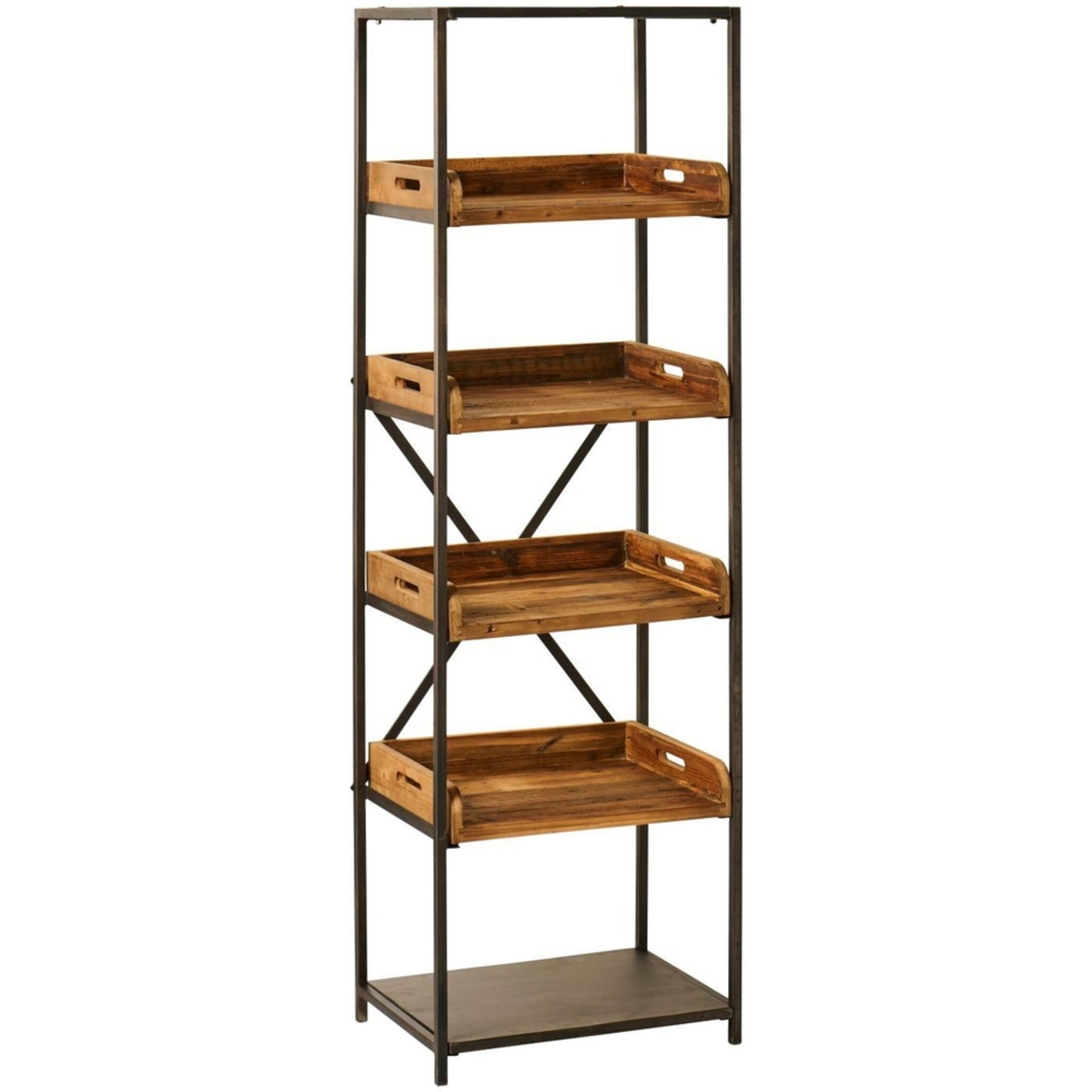 Regal mit Ablagen, Holztabletts Brooklyn, natur 55 x 40 x 180 cm