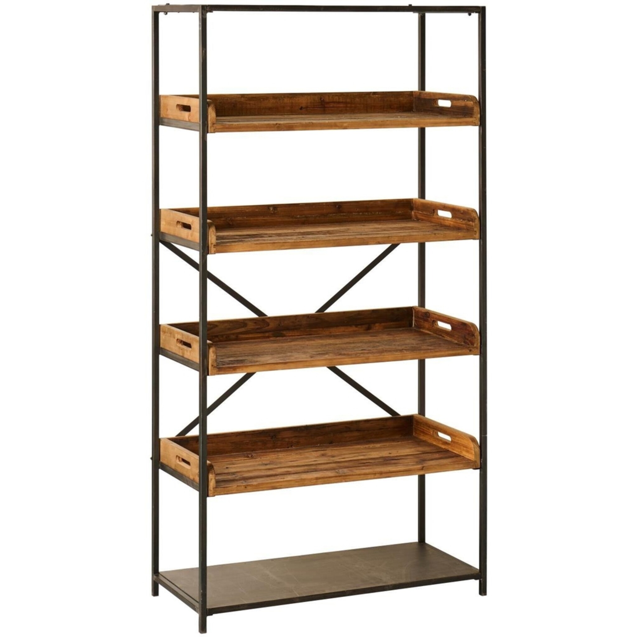 Regal mit Ablagen, Holztabletts Brooklyn, natur 90 x 40 x 180 cm