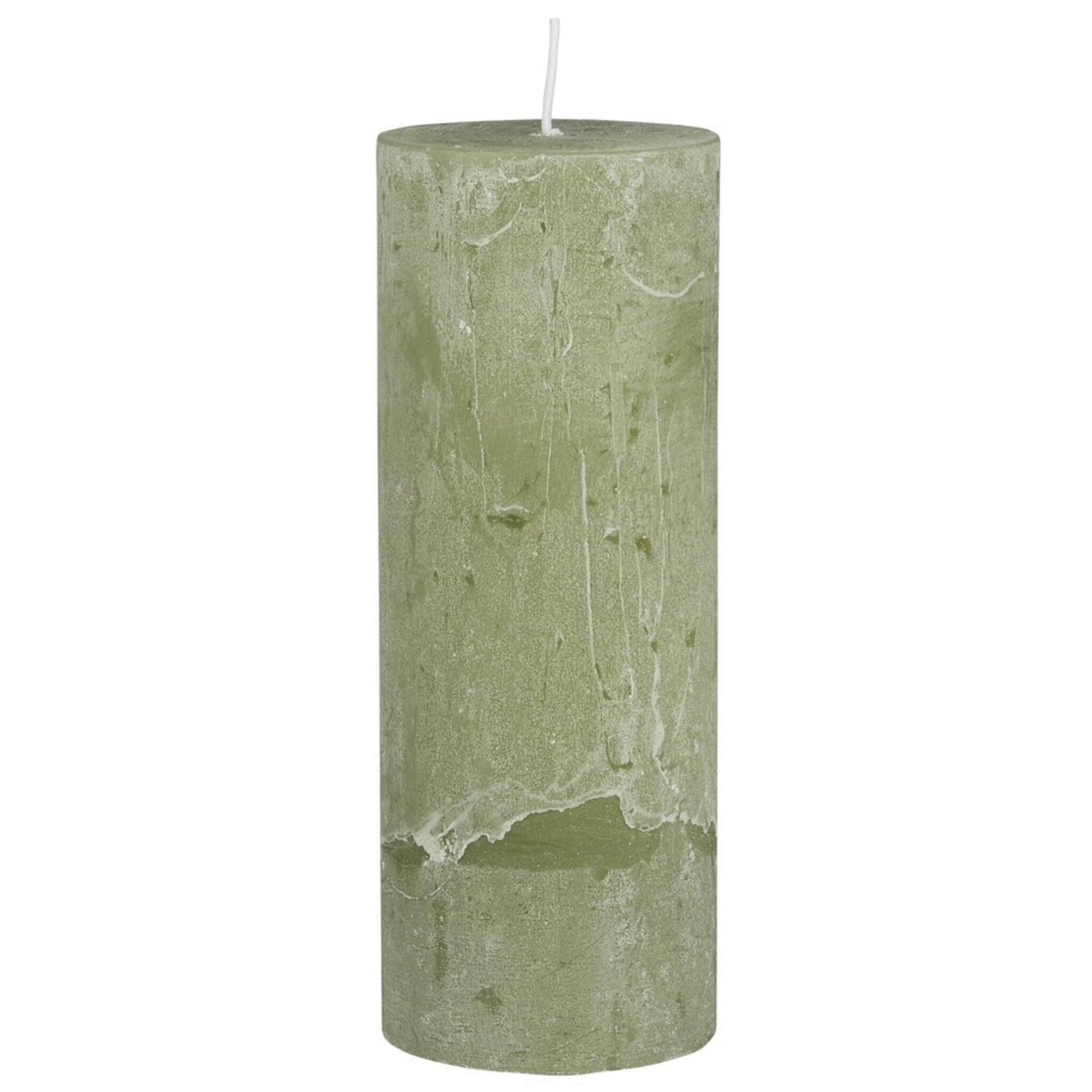 Rustikale Kerze Stumpenkerze, green tea Höhe 18, Ø 6.8 cm